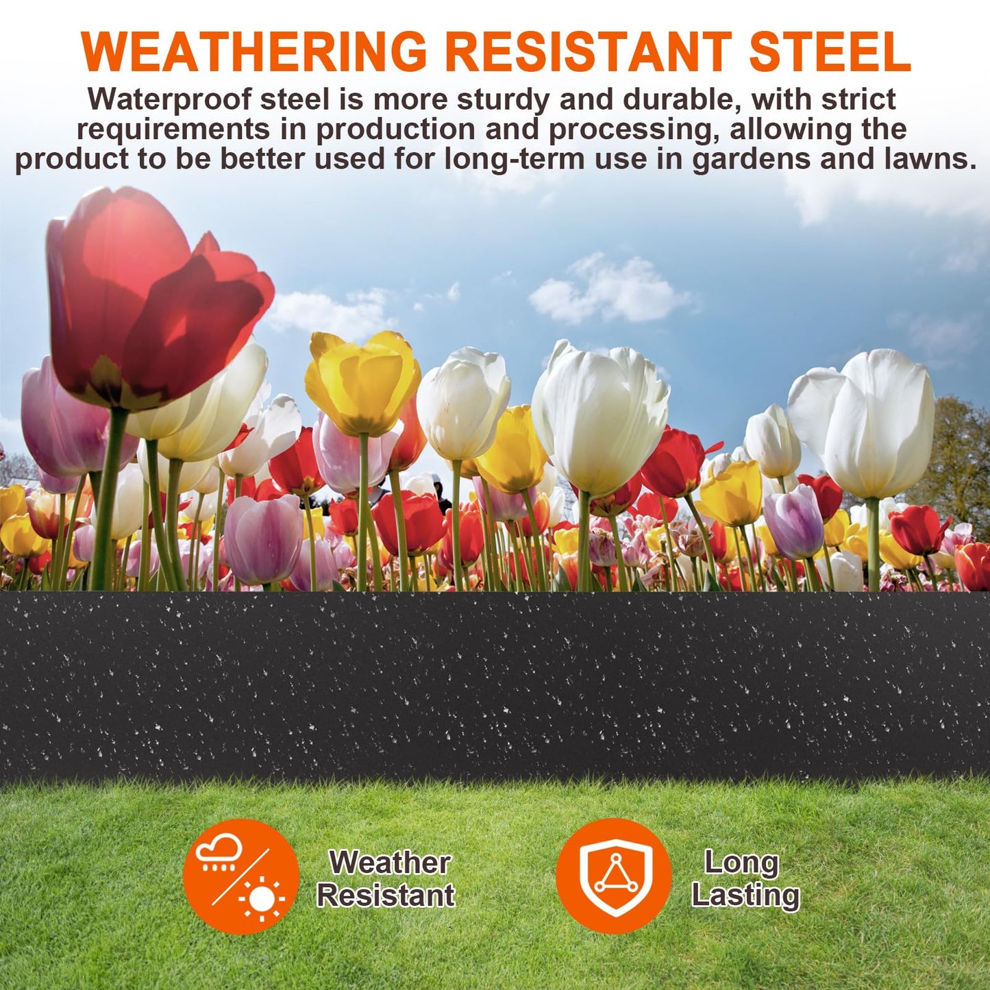 YXJSTO 5 Pack Steel Landscape Edging,Metal Landscape Edging 40 Inch Strips, Metal Garden Edging 8 inch Depth, Steel Edging for Landscaping
