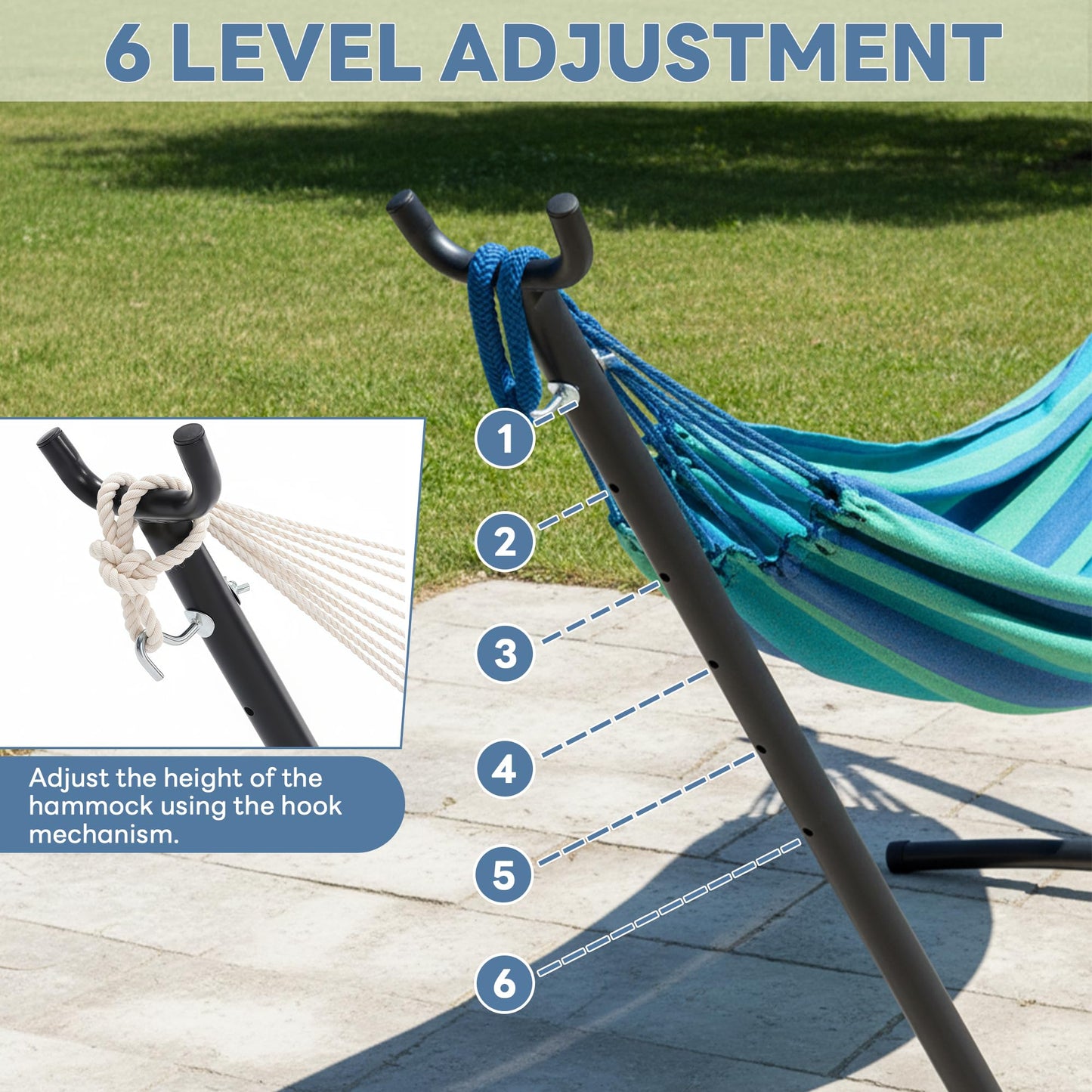 Sweetcrispy Hammock Stand Only, Heavy Duty Hammock Stands for Double 2 Person, Portable Steel Stand for Outside Garden Backyard Patio Pool Beach with Carrying Case