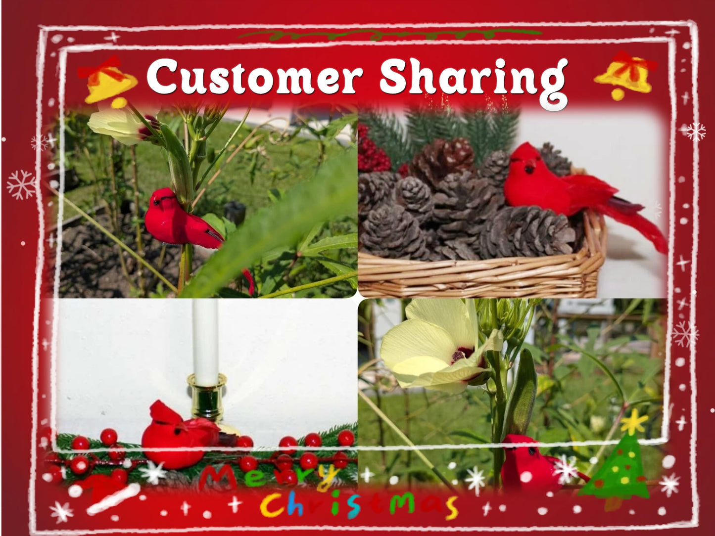 NUKAYAI 24Pcs Cardinal Bird Clip Decor, Mini Clip on Red Bird Decortaion for Christmas Tree, DIY Home Wreath Artificial Red Cardinal Gifts for Women Crafts Christmas Tree Ornament
