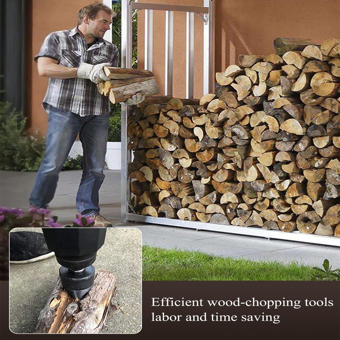 6 Pcs Wood Splitter Drill Bits, 50mm+32mm Firewood Log Splitter, Heavy Duty Electric Drill Screw Cone Driver Removable, Detachable Wood Splitting Wedge Tool