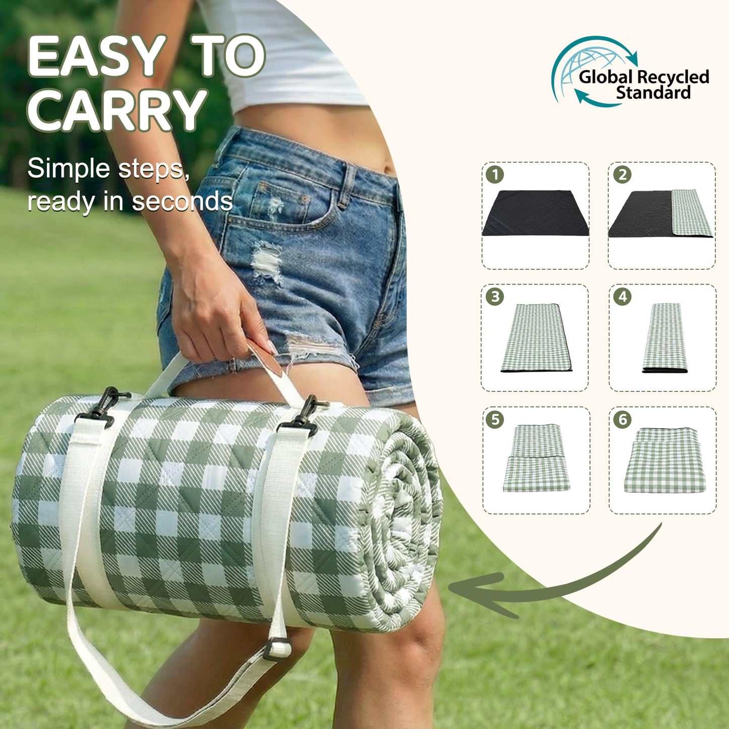 Genovega Waterproof Picnic Blanket Outdoor Camping Beach Mat Rug Extra Large Foldable Car Essential Roadtrip Gadget Accessories Glamping Gear Must Haves Hiking Stuff Backpacking
