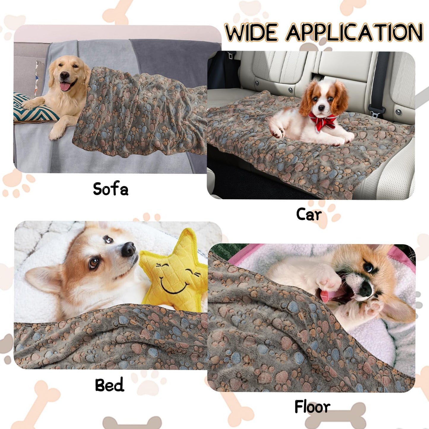 Rezutan 1 Pack 3 Blankets for Dogs, Dog Blanket for Large & Medium Pet Cat, Premium Soft Fluffy Suitable for Dog Kennels & Beds, Sofas, Gifts Puppy Essentials, 41x31inch, Tan