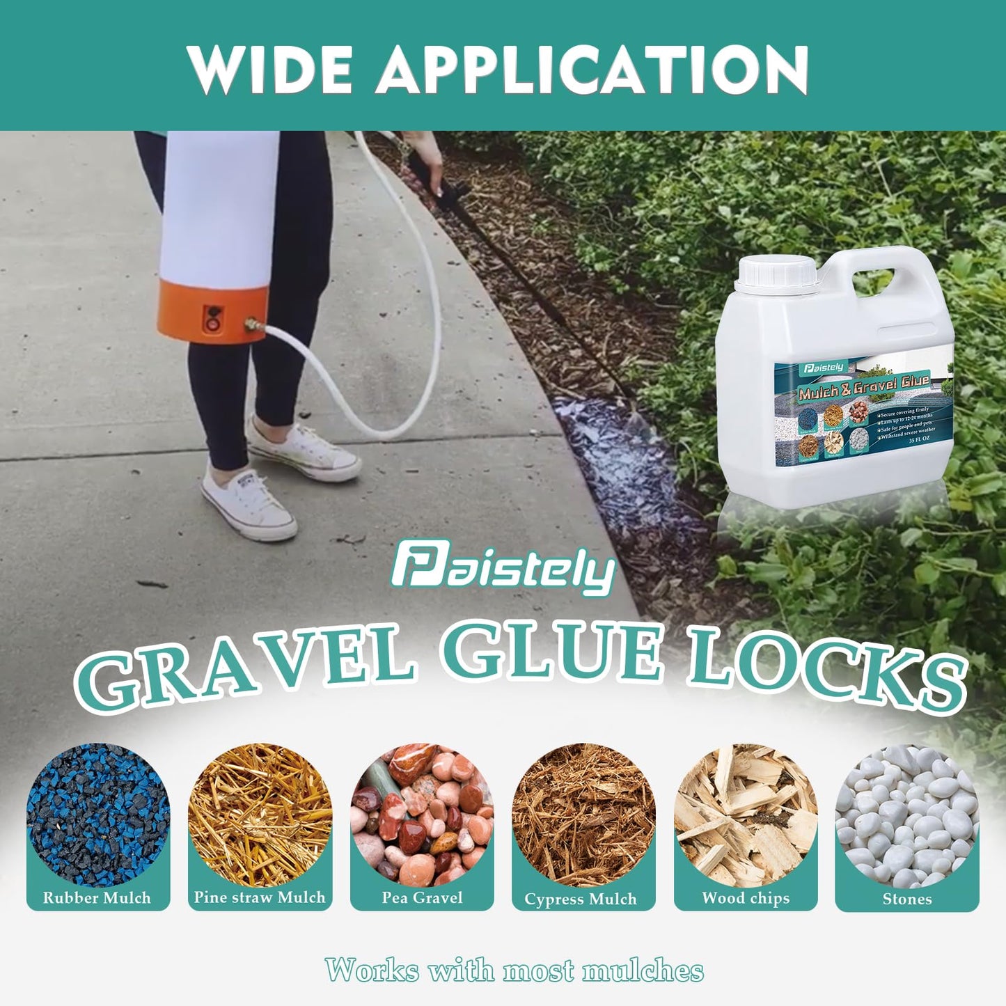 Rock Glue for Landscaping, Fast Drying Lockdown Sticky Rock Glue, Reliable and Non-Toxic Gravel Binder for Rocks, and Pea Gravel, Lasts up to 12-24 Months