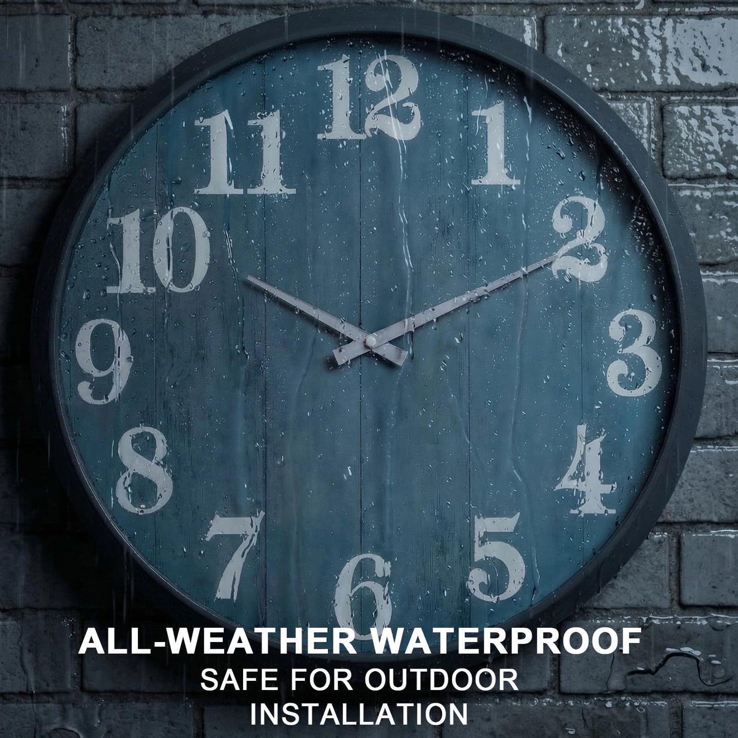 UMEXUS 18 Inch Large Outdoor Wall Clock, Waterproof Indoor Outdoor Decorative Clock with Upgraded D365 Silent Quartz Movement, Battery Operated for Patio, Garden, Pool, Farmhouse & Living Room