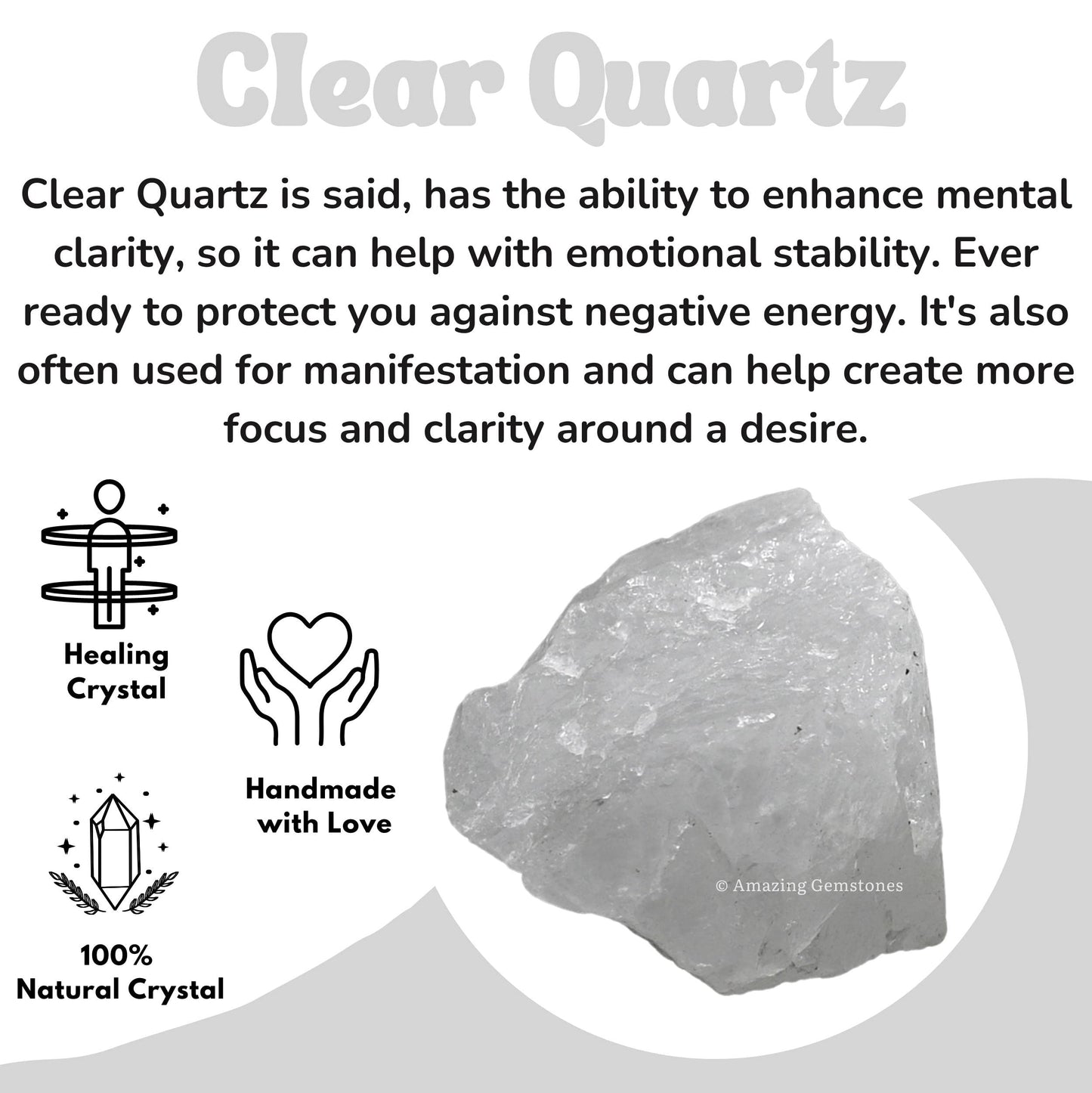 Amazing Gemstone Clear Quartz Raw Crystals and Healing Stones, Natural Rocks For Tumbling - DIY Raw Stones And Crystals (1 Piece)