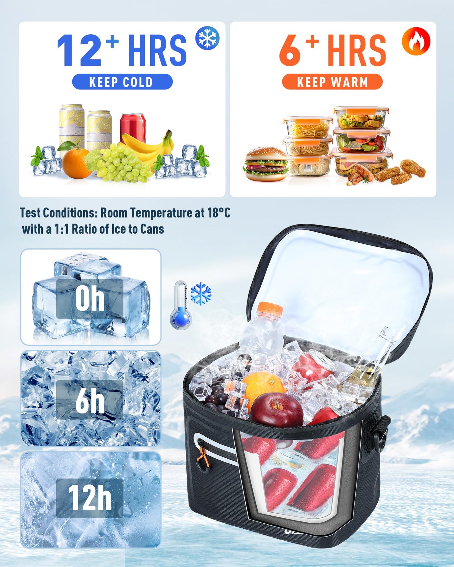 Mini Cooler Lunch Bag, 7 Can Insulated Ice Chest Box for Men Women, Waterproof, Leak-Proof, Portable Lunch Box for Work, Beach, Drink, Travel, Camping, Picnic (Small, Black)