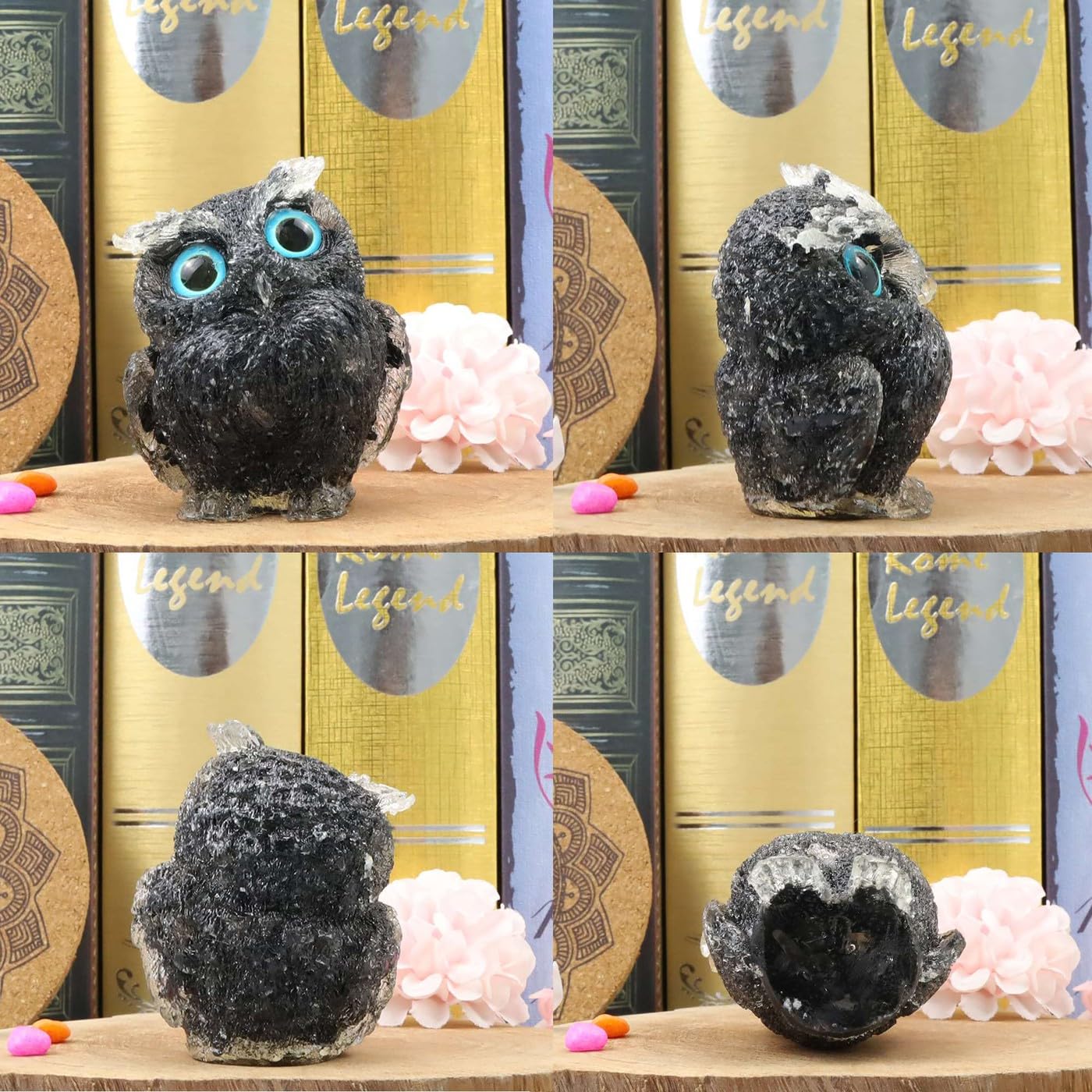LAIDANLA Black Obsidian 2.4" Owl Statue Natural Healing Crystal Cute Owl Animal Figurine Pocket Sculpture Reiki Spiritual Energy Gemstone Home Office Room Desk Decor Gifts for Women Men