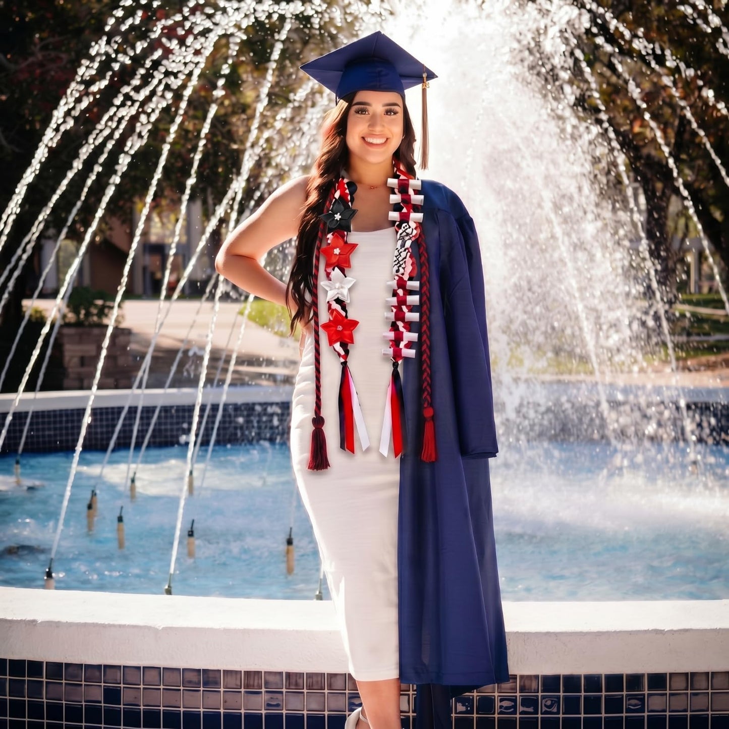 Craftsatin 2026 Graduation Money Leis with Honor Cord Class of 2026 Graduation Ribbon Money Leis Double Braided Handmade Necklace Kit for for High School College Grad Party Supplies(Red Black)