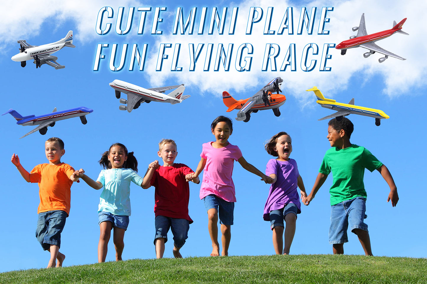 Crelloci Toy Airplane 6 Pack Mini Diecast Aircraft, Playset Includes Glider and Airlines Planes for Birthday Party Favor Toys for Kids Boys and Girls