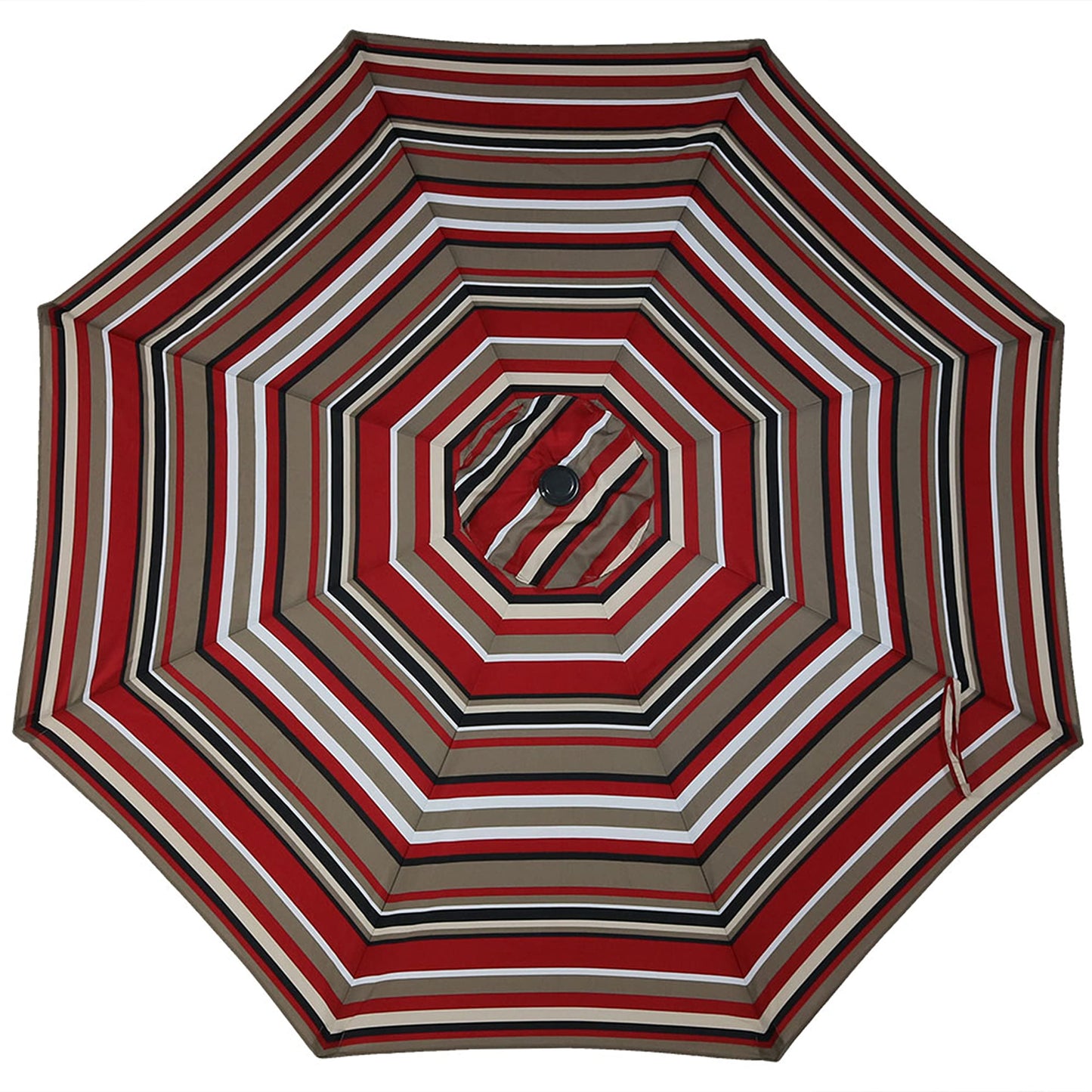 Sunnydaze Outdoor Patio Umbrella - Polyester Table Market Umbrella with Push-Button Tilt and Crank - 8 Sturdy Ribs - Awning Stripe - 9ft