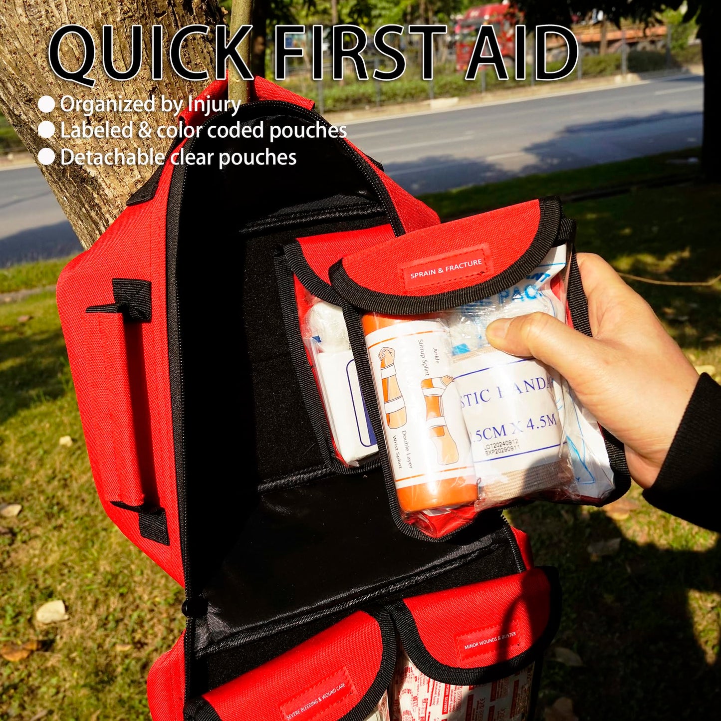 SUPER FALCON RESCUE 418-Piece First Aid Kit for Home, Travel, Camping, Hiking & Outdoor Emergencies, Tear-Resistant Survival Kits for Business, Vehicle & School, Multi-Use Emergency Medical Supplies