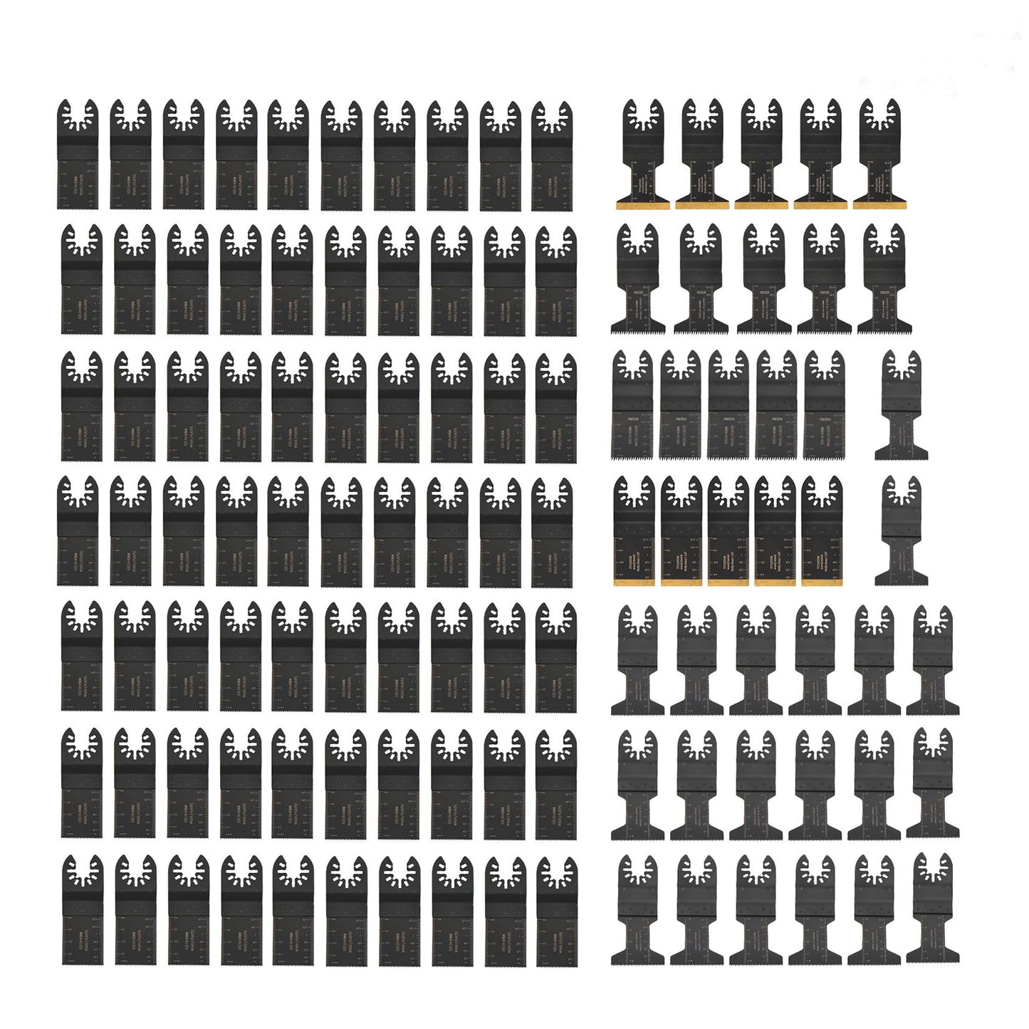 findmall 110Pcs Oscillating Tool Blades Kit Titanium Japanese-Tooth Compatibility with Most of Oscillating Multi-Tools Cuts Wood, Metal, PVC, Tile