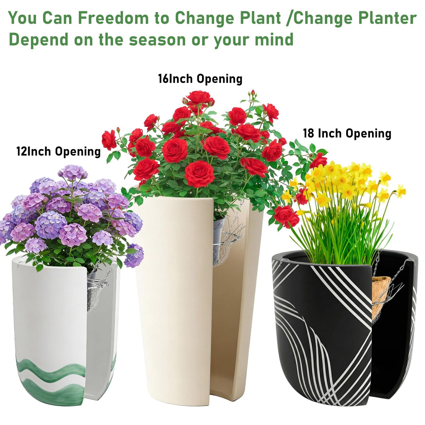 UCandy Pack 2 Adjustable Planter Insert for Pots Any Height, Plant Risers for 12-18" Wide Top Opening Pots,Wedding & Party Decor