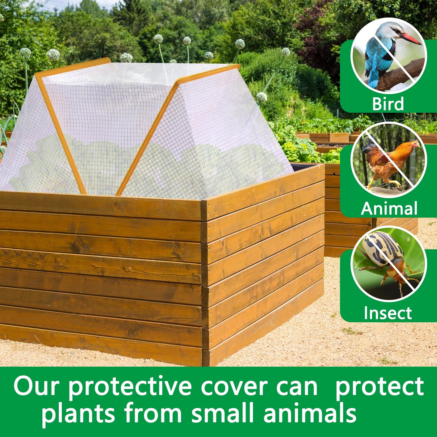 32" x 13" x 14" Garden Row Accelerator Plants Cover, Foldable Raised Garden Beds Vegetable Rows Plant Protector, Plant Net Cage Guard Greenhouse Cover for Protecting Vegetable Fruit from Animals