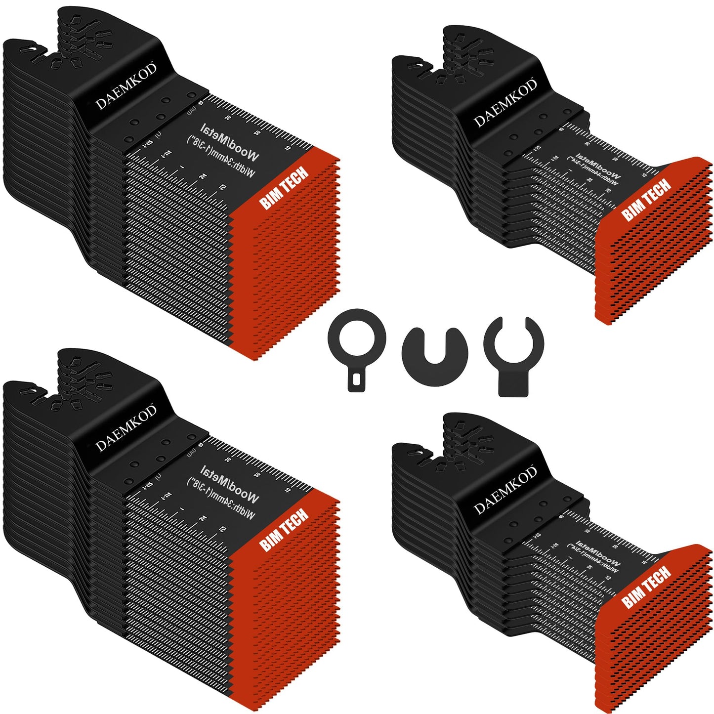 DAEMKOD 55 Pack Bi-Metal Saw Blades, Quick Release Multitool Blades for Soft Metal Hard Wood Plastic, 34MM and 44MM Multi Tool Blades Kits, Saw Bldes for Oscillating Tool Accessories