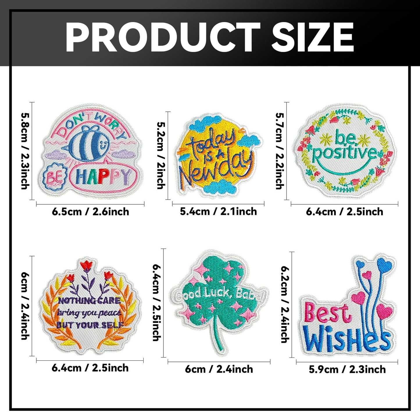 GYGYL 40 Pieces Random Phrase Iron-On Patches, Positive Affirmation Motivational Embroidered Patches, Cute Inspirational Quote Appliques for Clothes, Dresses, Hats, Socks, Jeans, DIY Accessories