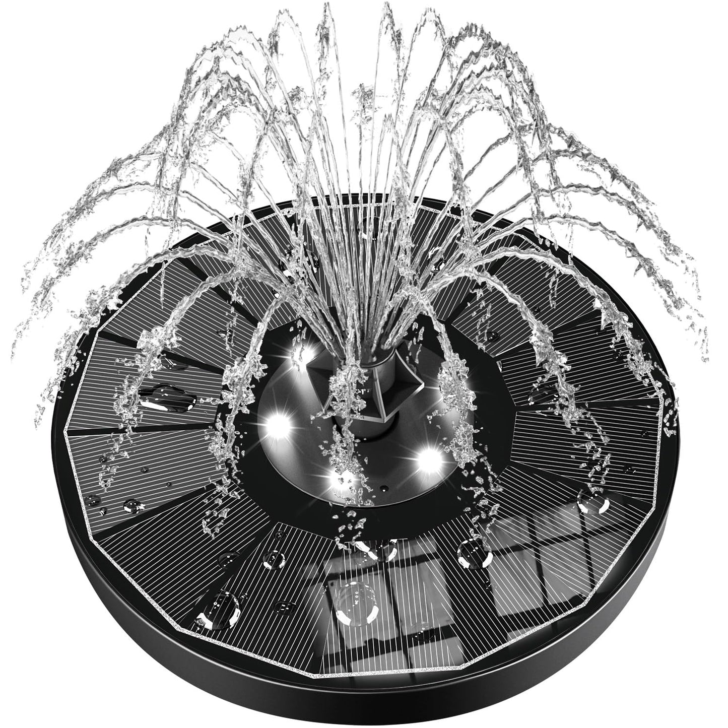 SZMP Solar Water Fountain Upgraded 100% Glass Panel, 3.5W Solar Powered Fountains Built-in 2000 Battery with 7 Nozzle & 4 Fixer, Solar Fountain Pump for Bird Baths, Pond, Outdoor