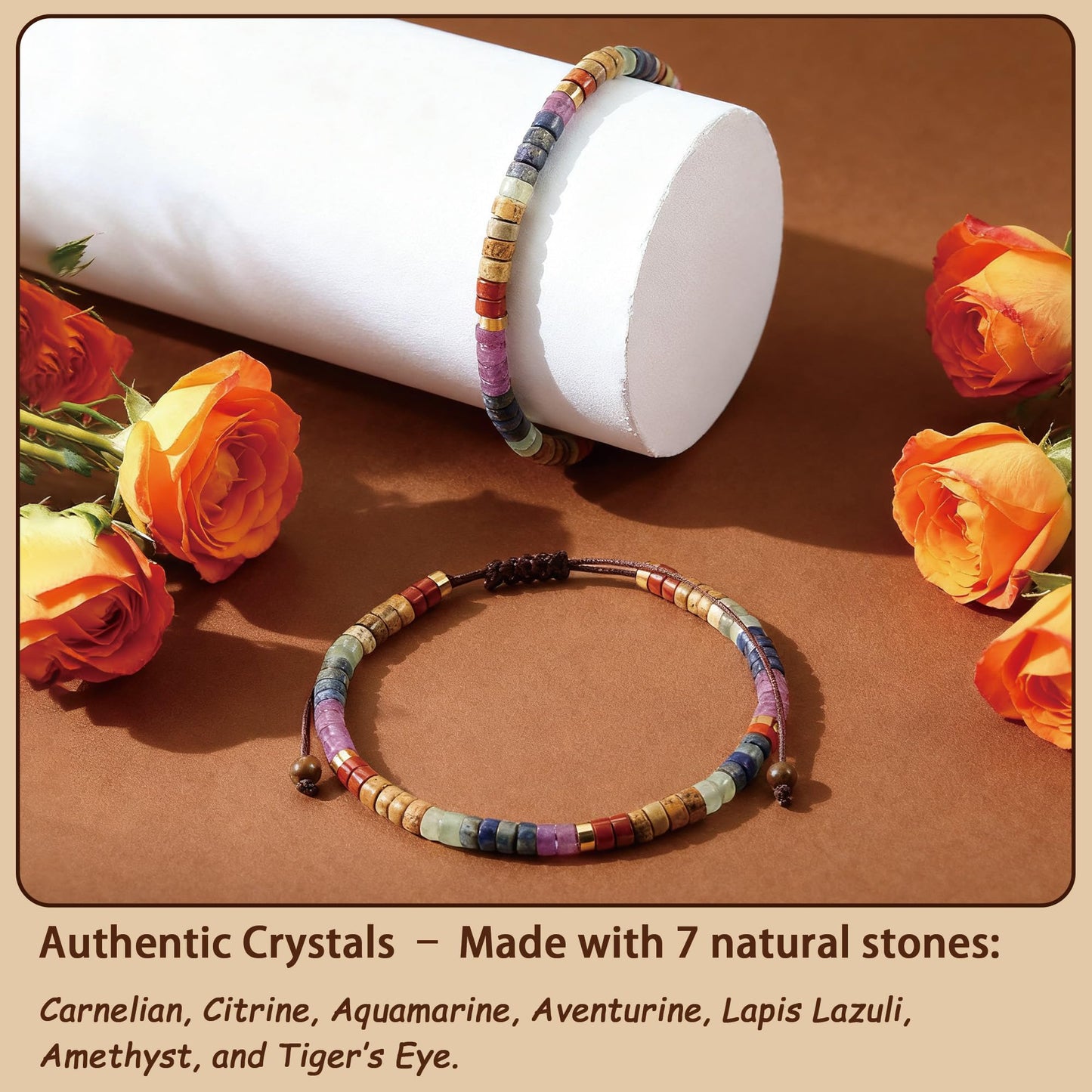 LIUANAN Crystal Healing Bracelets for Women, Adjustable 7 Chakras Bracelet with Healing Crystals and Stones, Anxiety & Protection Spiritual Jewelry, Meditation Gifts Pulseras para Mujer (7 Chakras Bracelet)