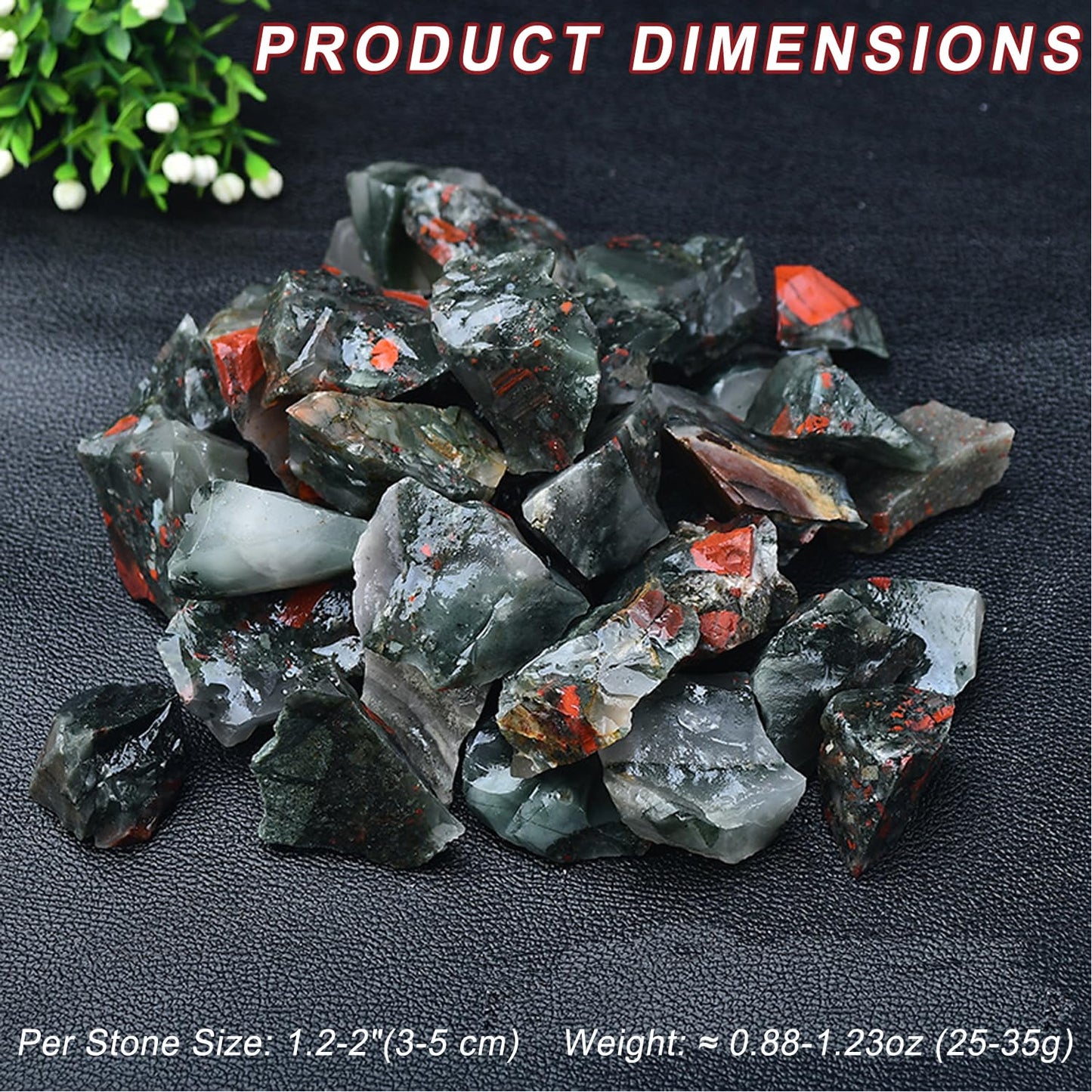 Erliway 1.25-2" African Bloodstone Raw Crystals, Natural Rough African Bloodstone Stone, Healing Raw Stones for Fountain Rock, Home Decor Meditation Energy Balancing Wire Wrapping Wicca & Reiki