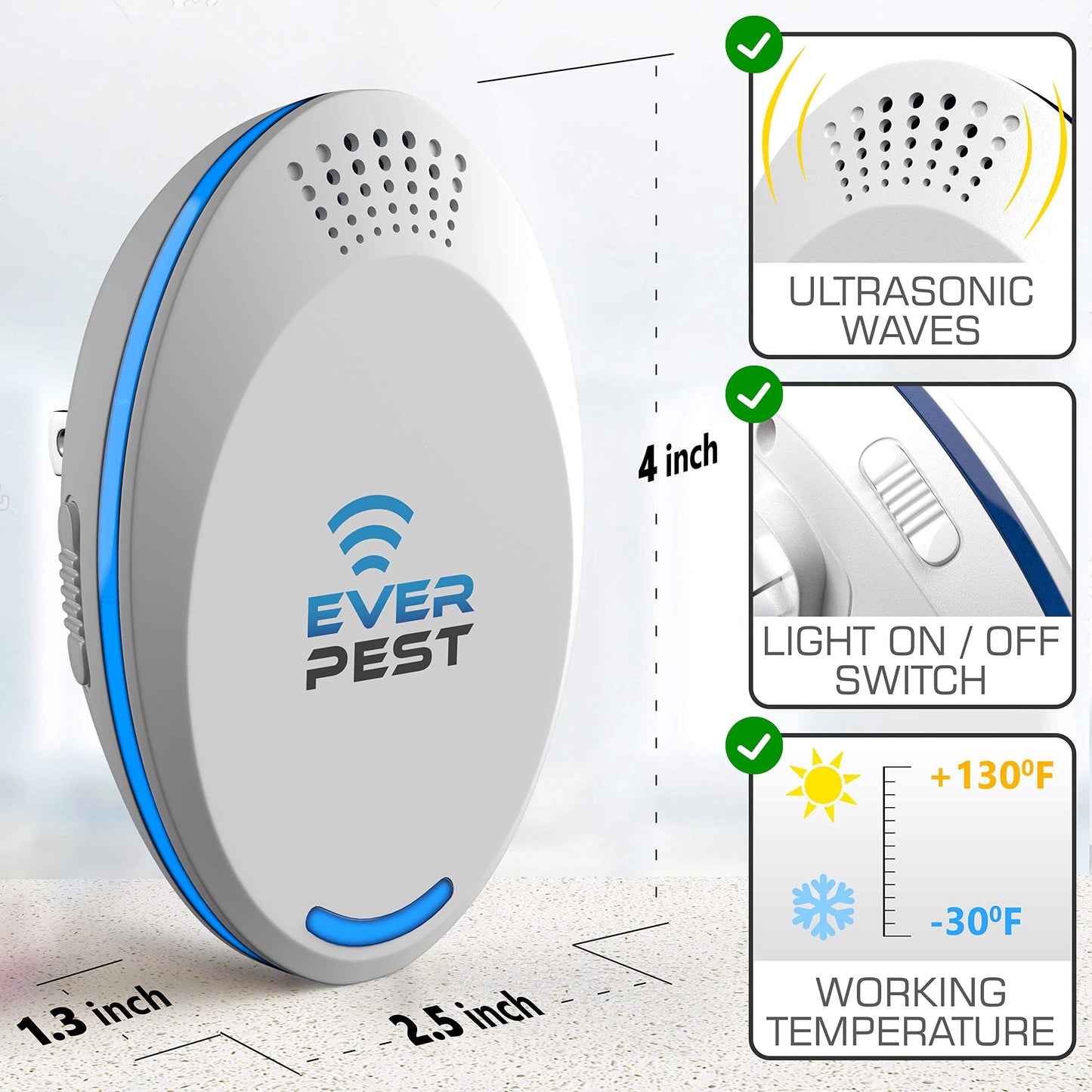 Ultrasonic Pest Repeller (2-Pack) Plug in Flea Rat Roach Mosquito Cockroaches Rodent Spider Scorpion Fruit Fly Insect