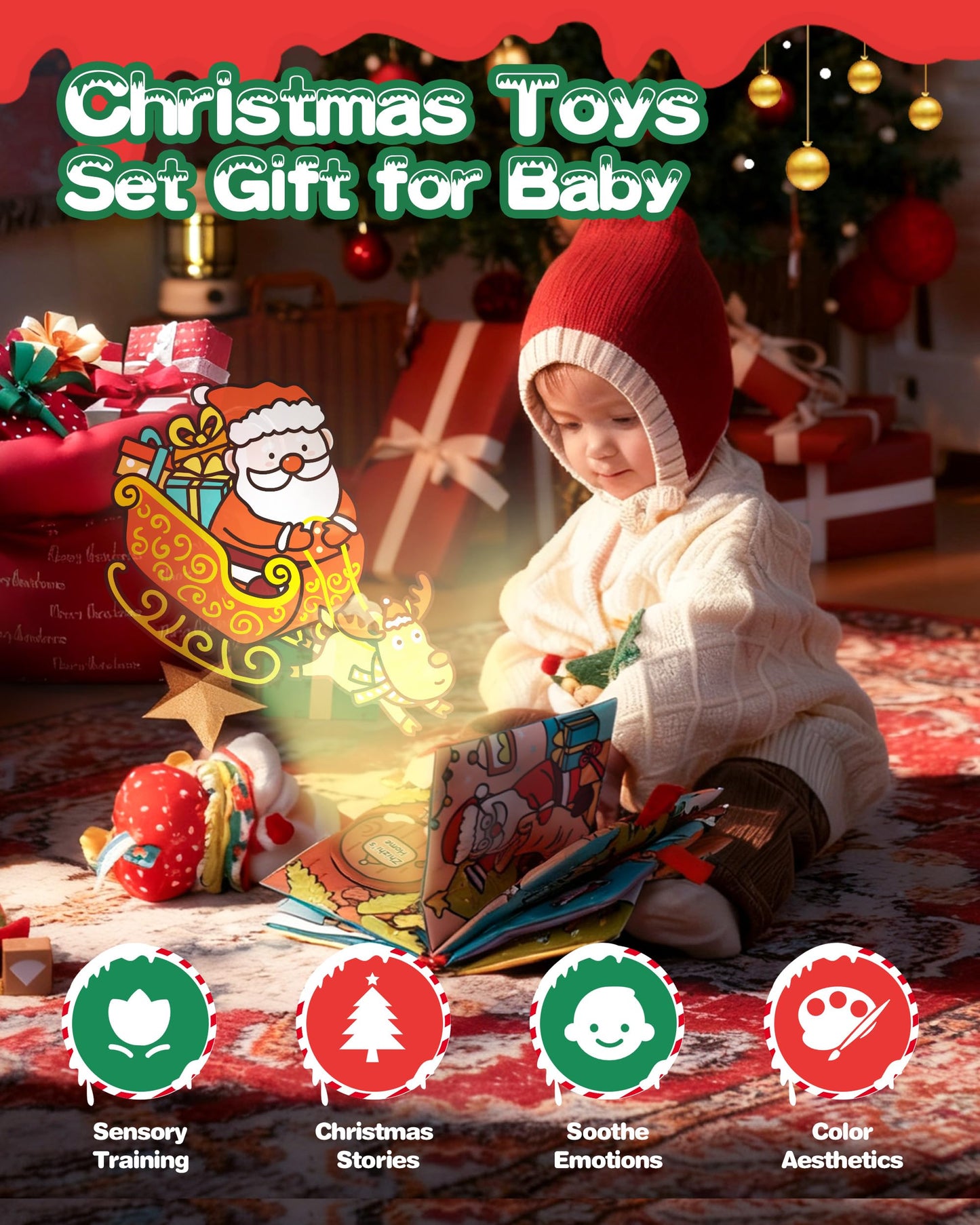 Jollybaby Car Seat Stroller Crib Hanging Toy for Baby 6-12-18-36 Months, My Baby First Christmas Toys Set, Tummy Time Infants/Newborns Easter Gifts for Boy and Girl