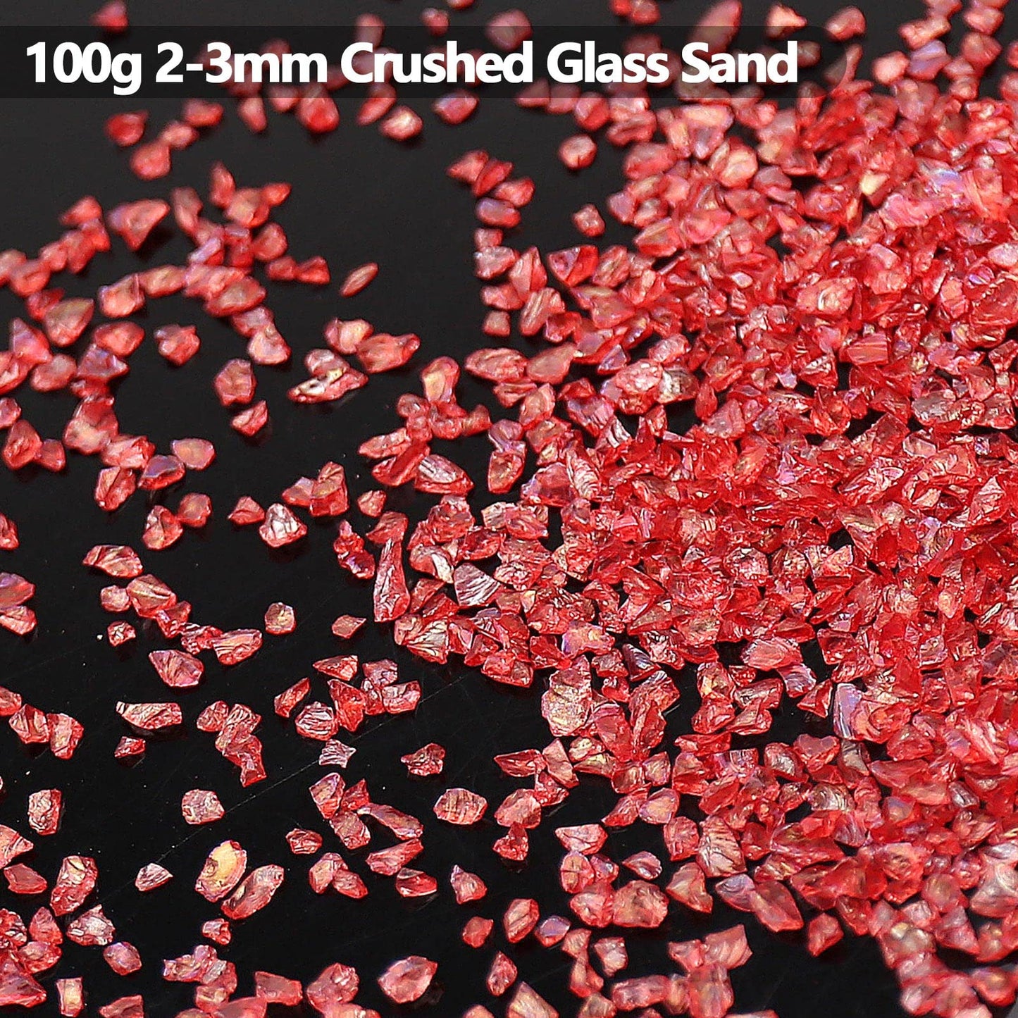 Irregular Crushed Glass Chips Sprinkles, 100g Metallic Chunky Glitter Stones for Nail Art, Resin Mold Filler, DIY Crafts, Vase Filler, Jewelry Making (Red AB)
