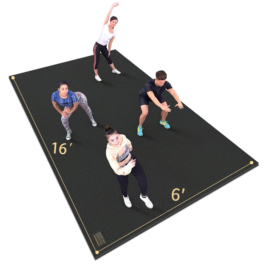 GXMMAT Extra Large Exercise Mat 16'x6'/12'x6'/10'x6'/8'x6'(7mm), Extra Wide Workout Mats for Home Gym Flooring, Non-Slip Thick Durable Cardio Mat for MMA,Plyo,Jump Rope,Weights,Fitness,Shoe-Friendly