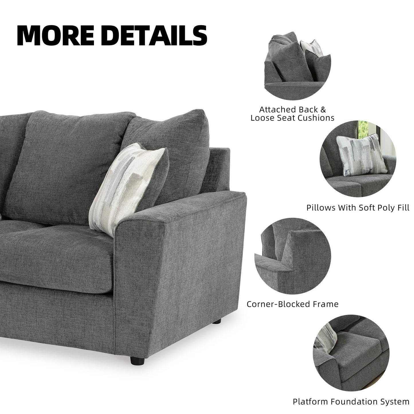 Signature Design by Ashley Stairatt Casual Loveseat with Flared Arms, Gray