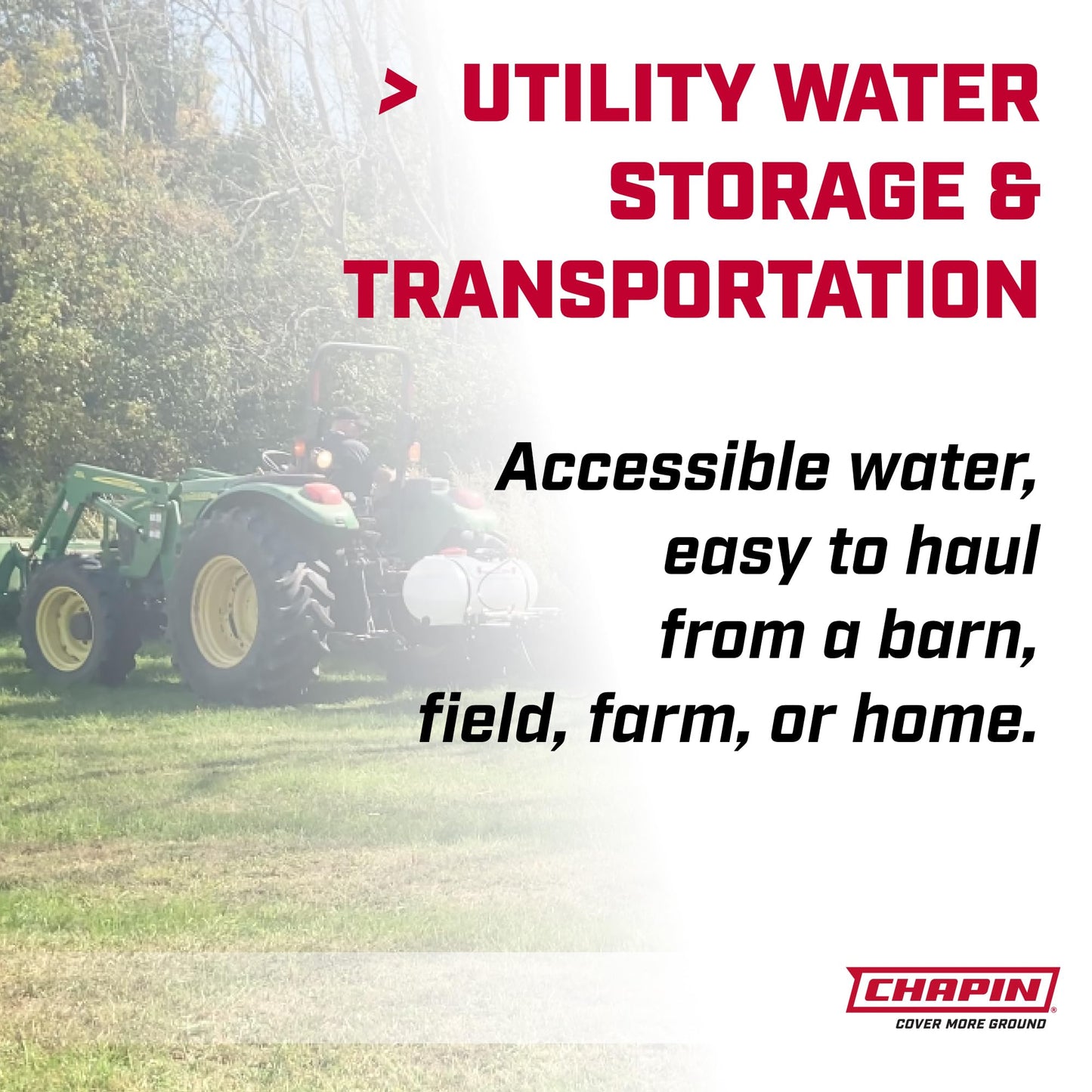 Chapin 98142 Water Storage Tank, 40‑Gallon, Utility Water Supply, Translucent Chemical‑Resistant Poly Tank, 6" Wide Cap, 2" Drain & Garden‑Hose Port for Farms, Acreage, Gardens & Orchard