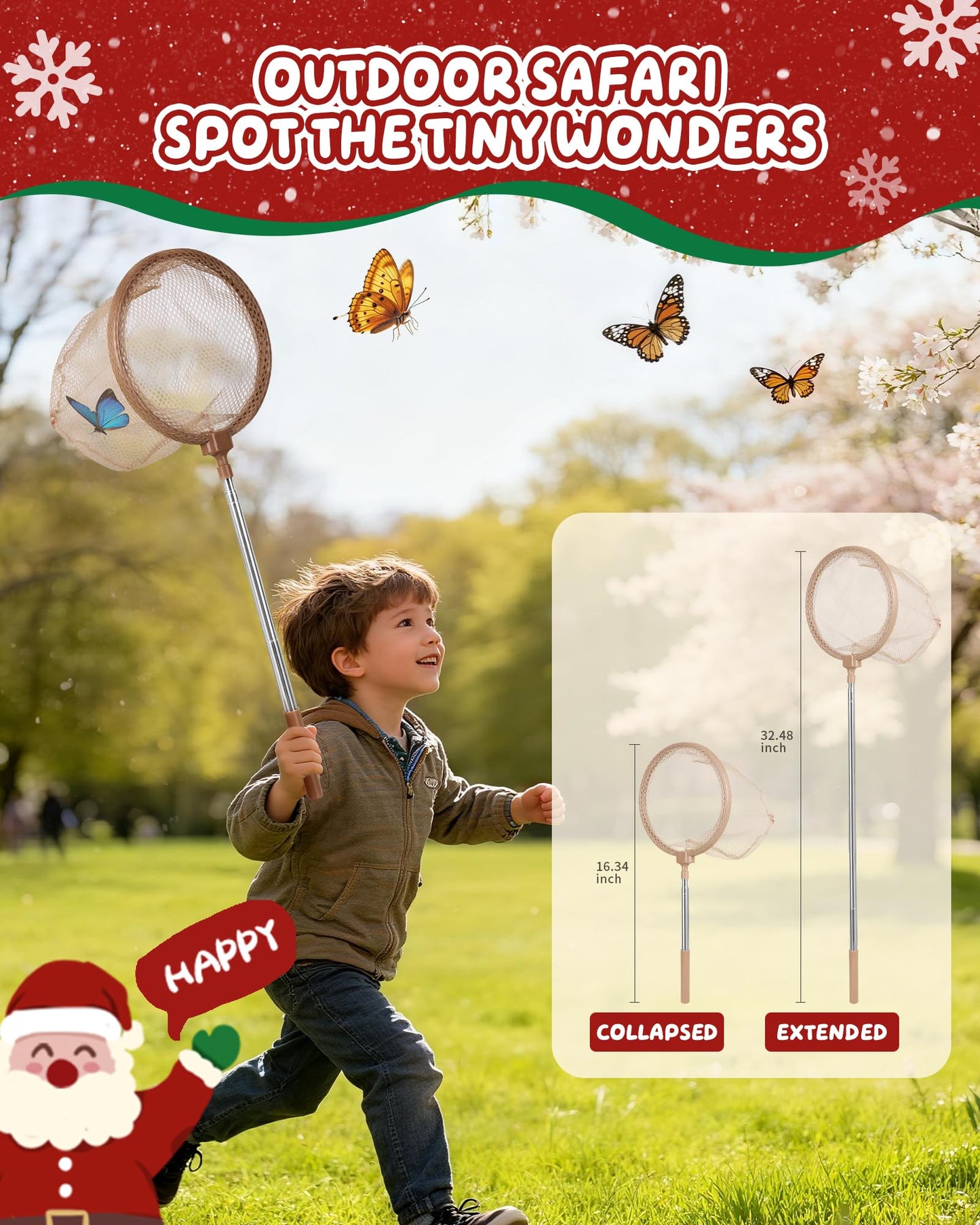 CUUCUVA Bug Catcher Kit for Kids Outdoor Explorer Kit with Insect Cage, Observation Box, Magnifying Glass, 8 Toy Bugs, Net & 10 Cards, STEM Educational Toys Gifting for Boys & Girls Ages 3+