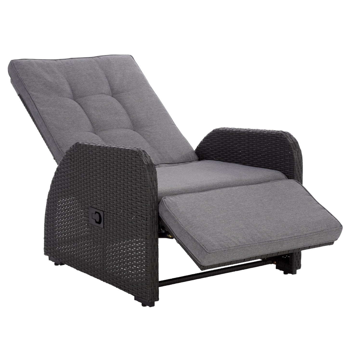 SAFAVIEH Outdoor Patio Furniture Collection – Millman Black & Grey Weather-Resistant Recliner Chair, Adjustable Backrest & Cushioned Seat (PAT6906A)