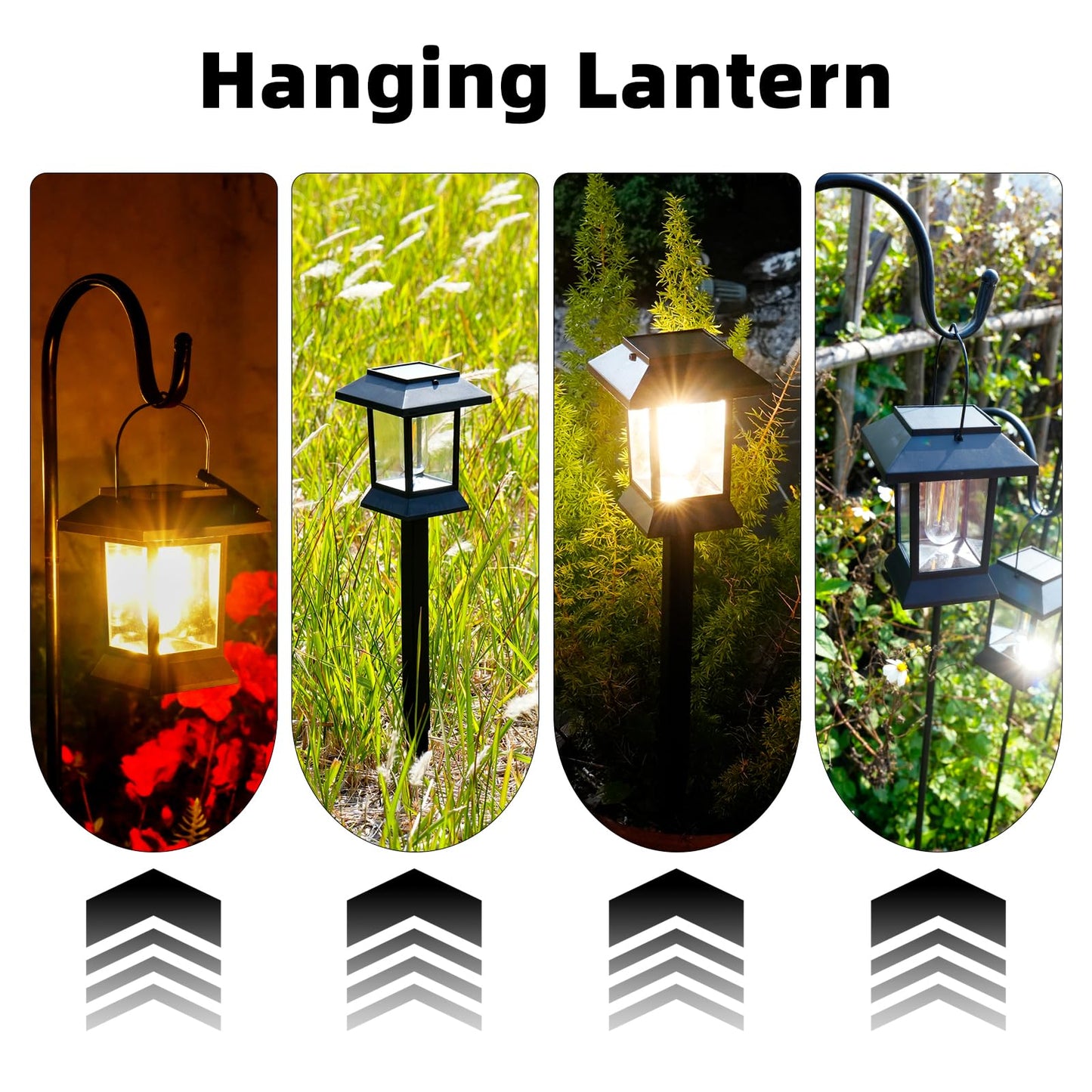 6 Pack Solar Pathway Lights Outdoor Waterproof, Dual-Use Stake & Hanging Lantern, 17 Inch ABS Warm White 3000K, 1000mAh Ni-MH Battery & Monocrystalline Panel, Auto On/Off for Garden Yard Patio Walkway