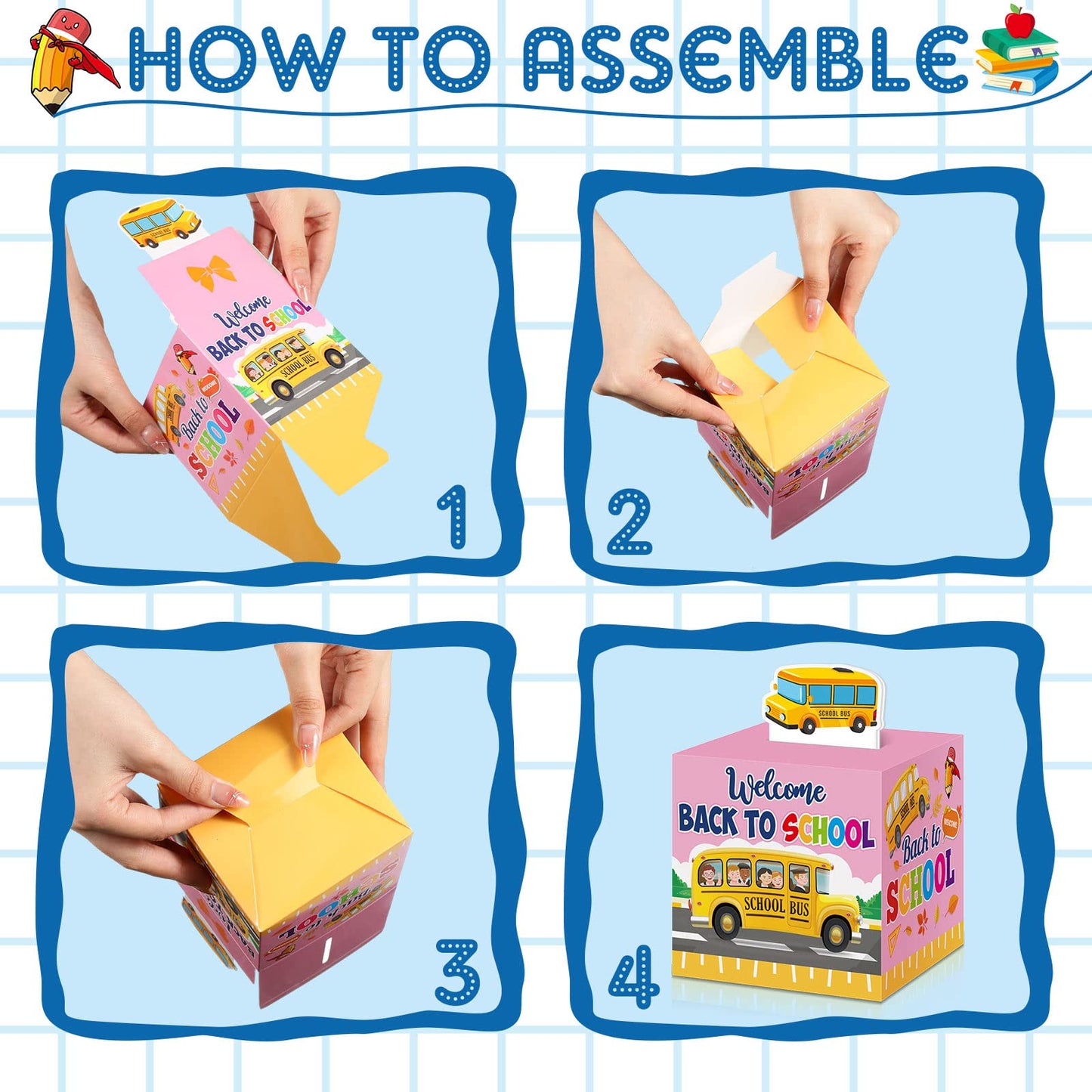 PerKoop 24 Pieces Back to School Candy Boxes First Day of School Party Favor Gift Boxes for Classroom New Semester Favors Kids Birthday Party Supplies
