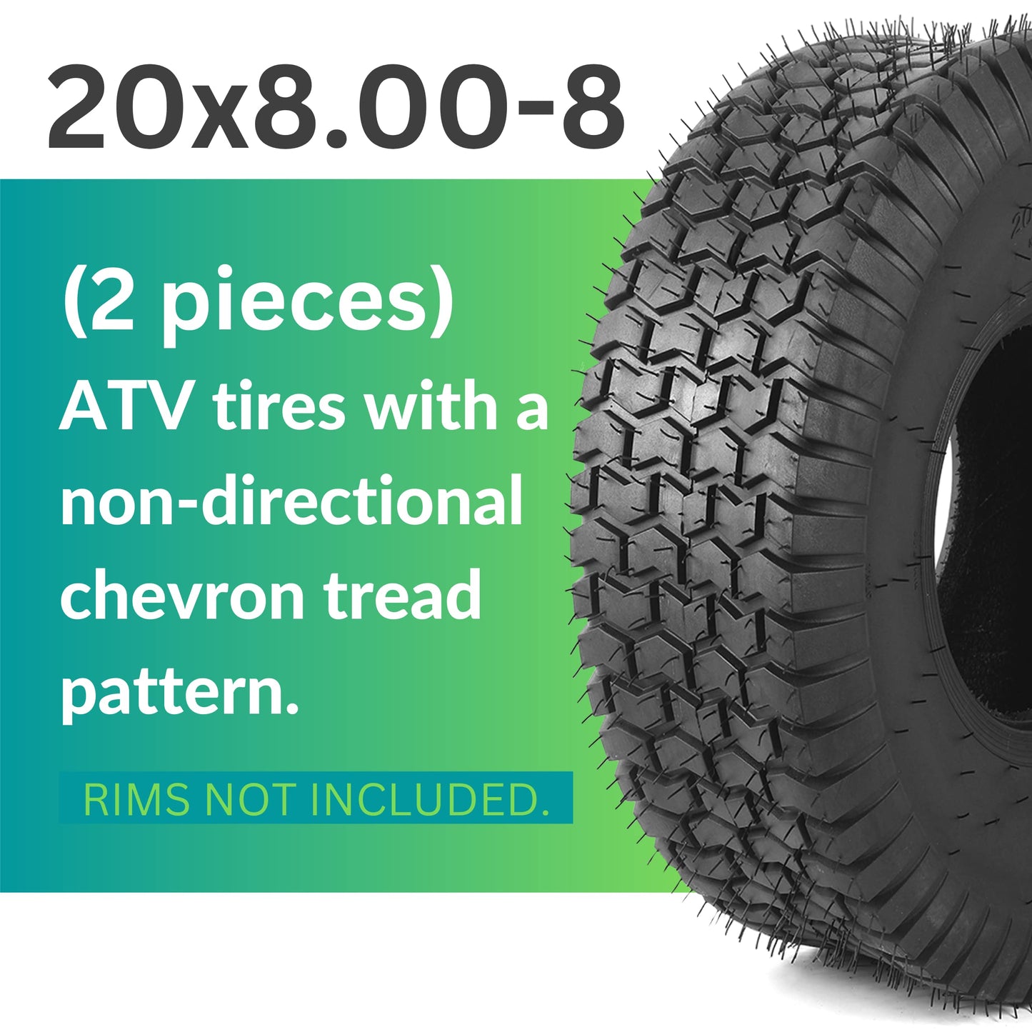 AR-PRO 20x8.00-8 Lawn Tractor Riding Mower Turf Tires – Heavy-Duty 4 Ply Tubeless Tire Replacement for Zero Turn Mowers, ATVs, Garden Tractors, Golf Carts – Set of 2 – No Rim
