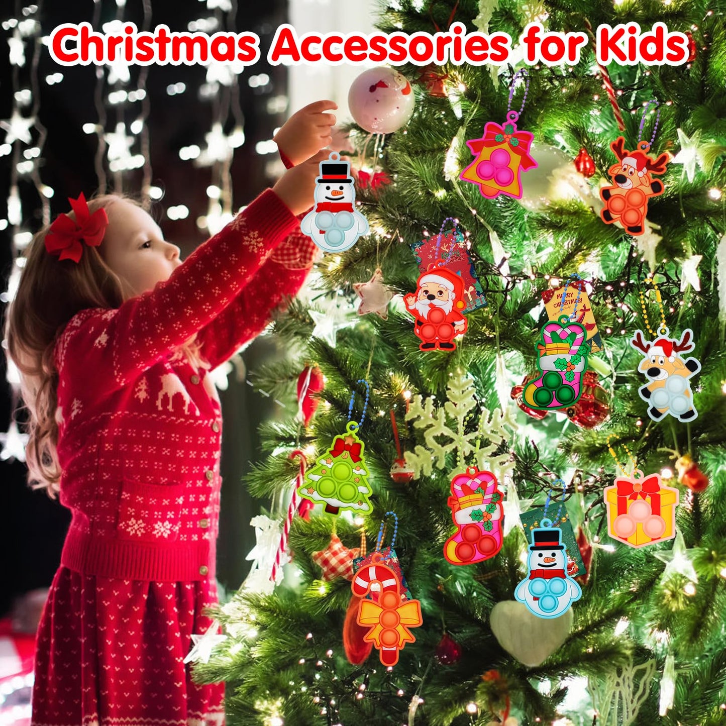 Christmas Party Favors for Kids Pop Fidget Toys,Stocking Stuffers for Kids,Christmas Goodies Bag Fillers,Xmas Gifts for Classroom,Christmas Fidgets Bulk