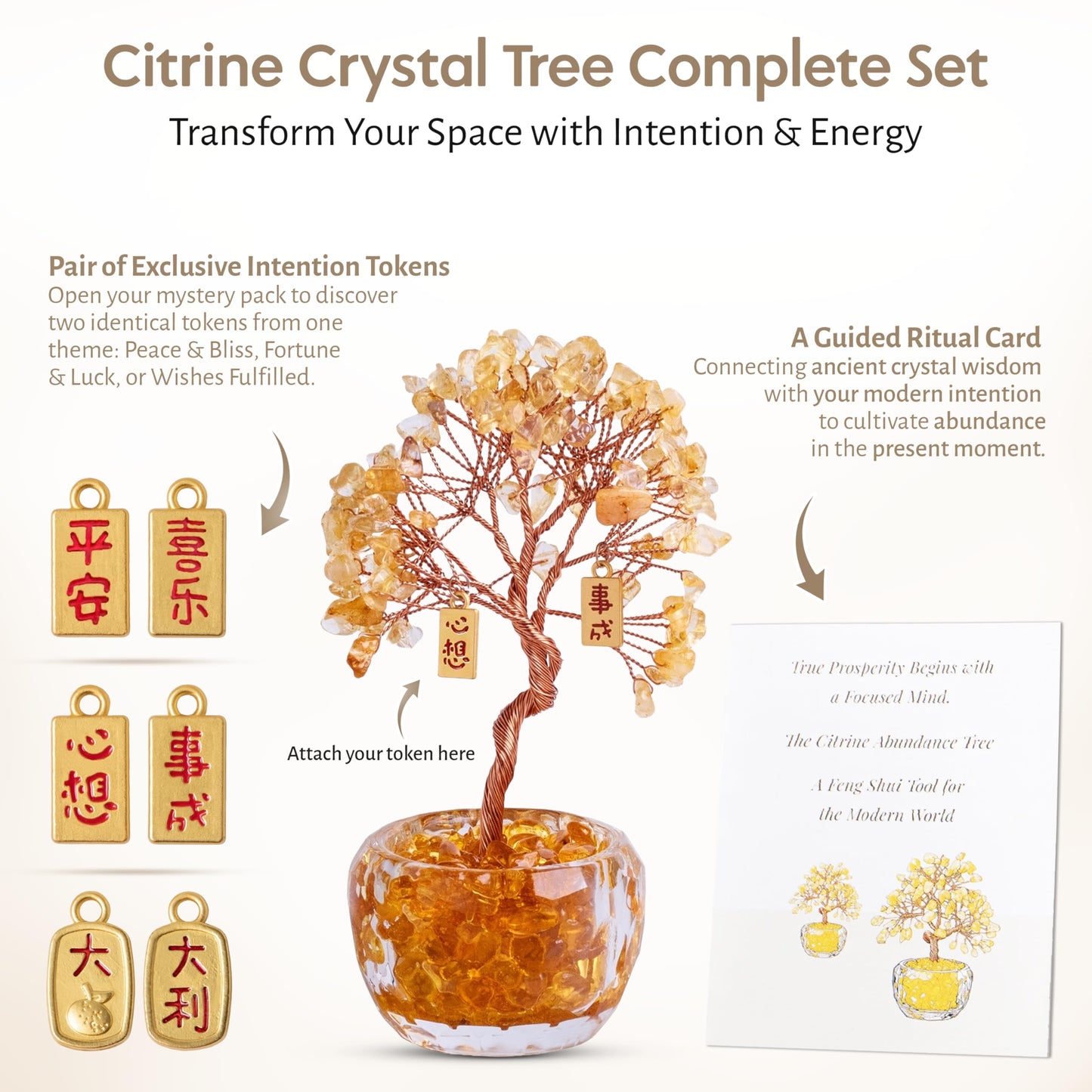 Now Aurah Citrine Crystal Ornament Handmade Gemstone Tree for Desk Decor Feng Shui Money Tree Attracts Wealth & Positive Energy. Thoughtful Gift for Women &Men