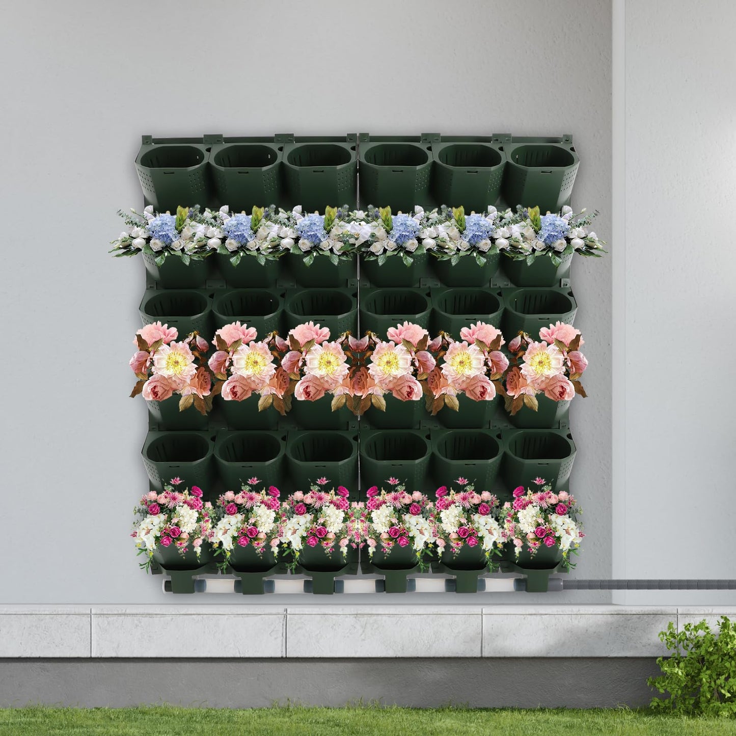 KannBeki Vertical Wall Planter,Wall-Mounted Self-Watering Planter, Wall Planter Indoor Outdoor with 36 Pockets, Programmable Water Timer, Adjustable Drip Irrigation System,Flower Pot Holder for Herbs