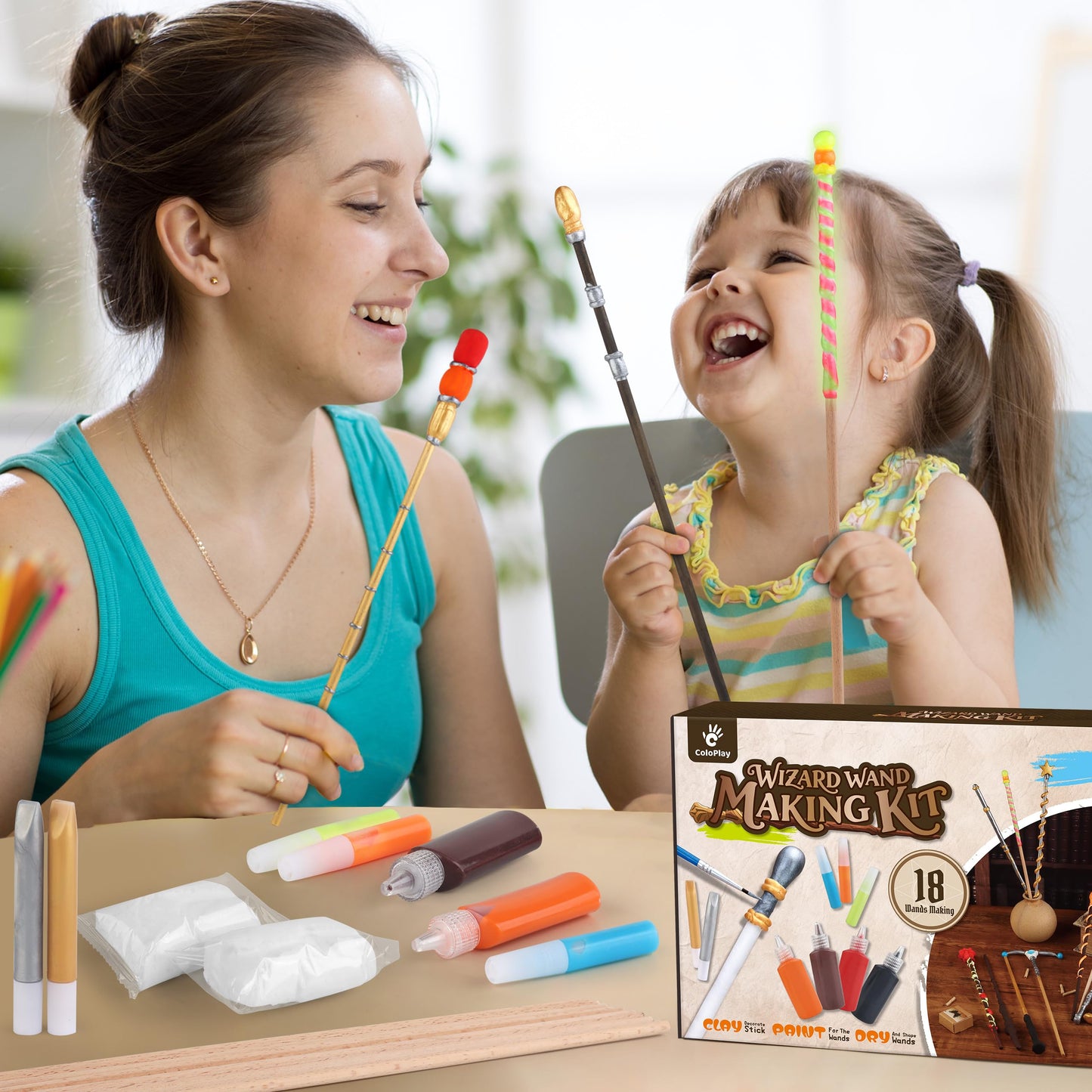 ColoPlay 53 PCS Wizard Magic Wand Making Kit DIY Crafts for Kids Adult Wizard Wand Birthday Party, Christmas, Halloween Party Favors