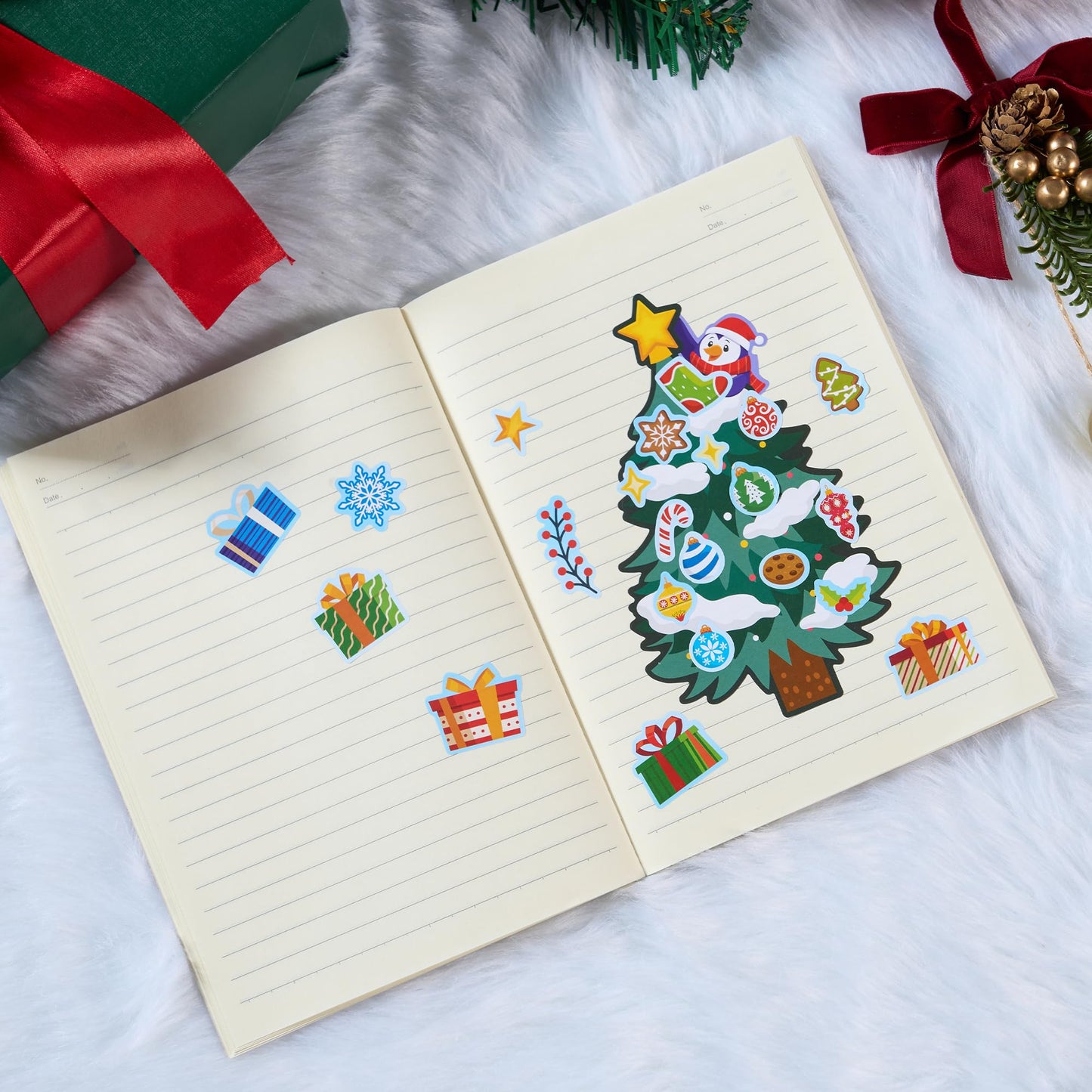 JOYIN 48 Pcs Christmas Sticker Sheets, Christmas Craft Supplies for Kids, Make Your Own Characters Mix and Match Sticker Sheets with Trees, Kids Party Favor Supplies, Xmas Classroom Activities Game