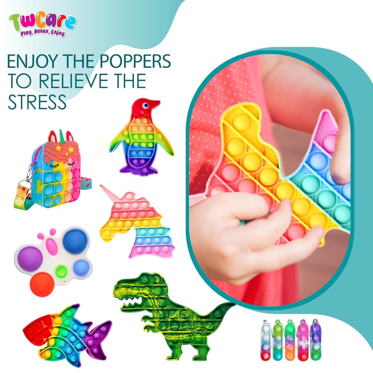 120 Pcs Fidget Toys Pack, Pop Sensory Party Favors Set Gifts for Kids Adults Boy Girl Stocking Stuffers Autistic Bulk Goodie Bag Filler Treasure Box Classroom Prizes School