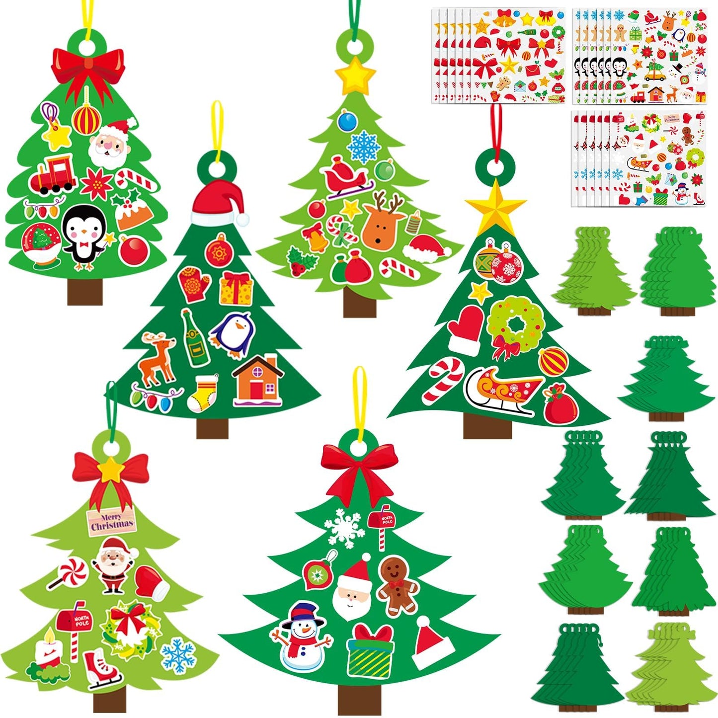 Qyeahkj 129 Pcs Christmas Tree DIY Ornaments Craft Kit for Christmas Hanging Art Project Paper Ornaments Making Crafts for Xmas Party Favors, 9 Styles