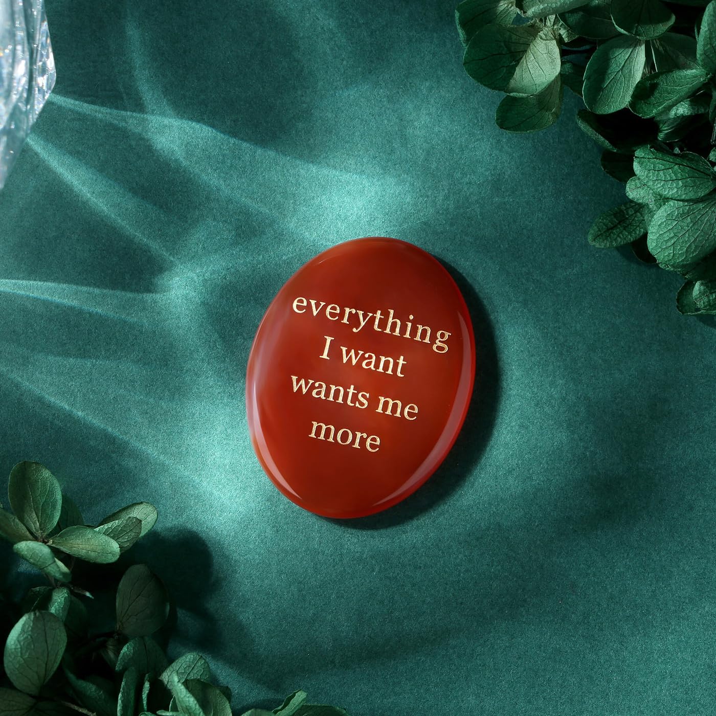 DUQGUHO Red Carnelian Crsytal Encouragement Gifts for Women Everything I Want Wants Me More Inspirational Positive Anxiety Relief Items Pocket Hug Stones Emotional Calming Sobriety Gifts for Women Men