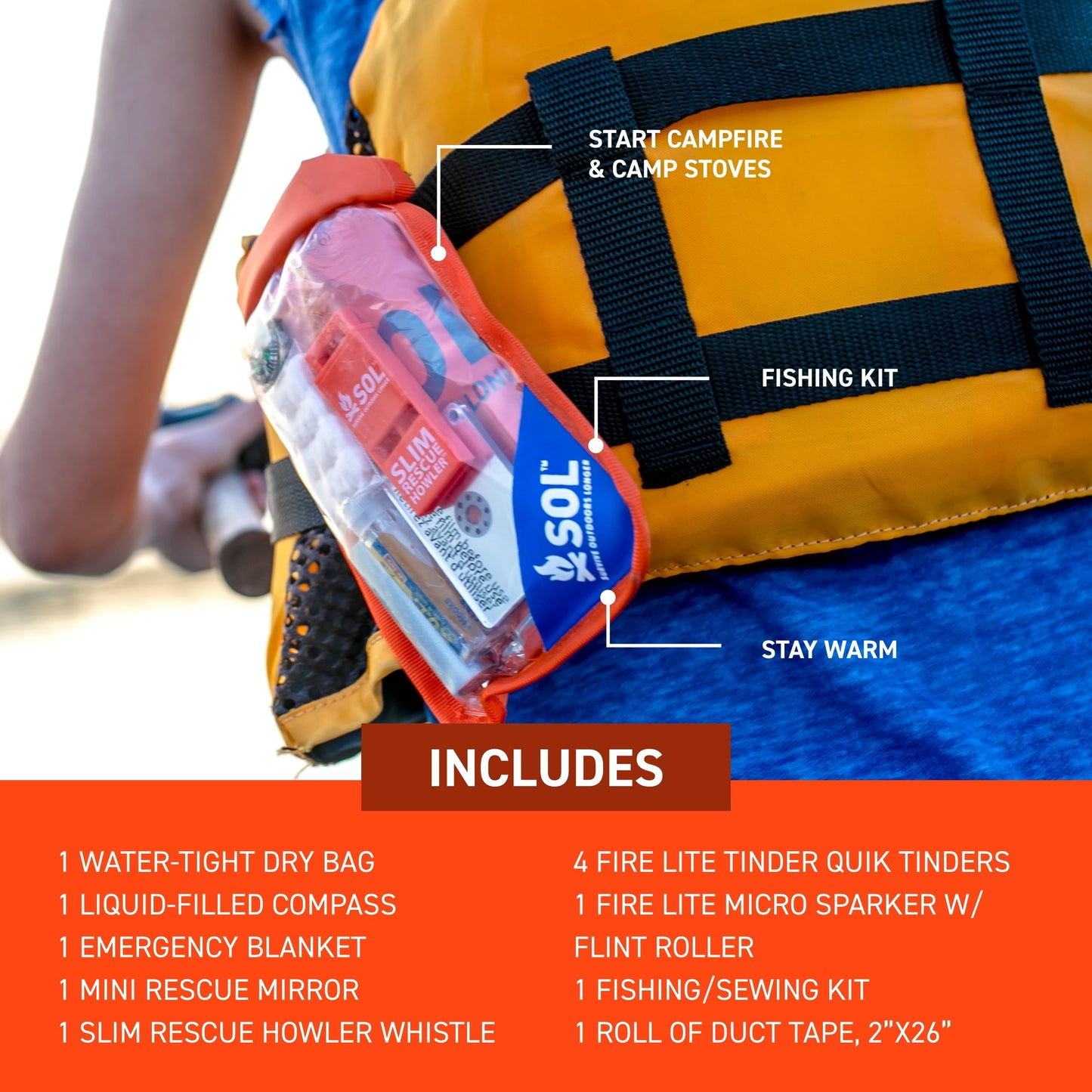 S.O.L. Survive Outdoors Longer S.O.L. Waterproof Bag Scout Survival Kit