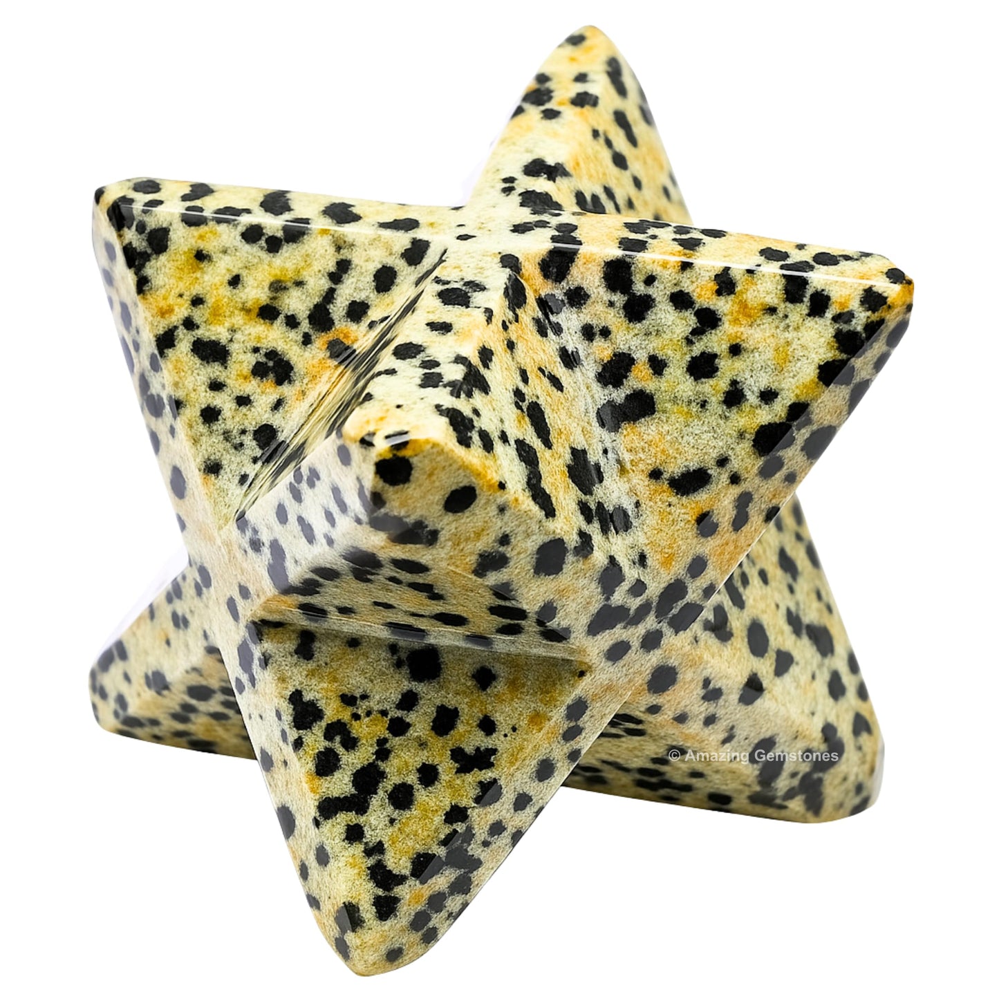 Amazing Gemstone Dalmatian Jasper Merkaba Crystal - 0.75 Inches Metaphysical Merkaba Star for Meditation - Energetic Tetrahedron Crystal and Healing Stones for Spiritual Growth and Healing (15-20mm)