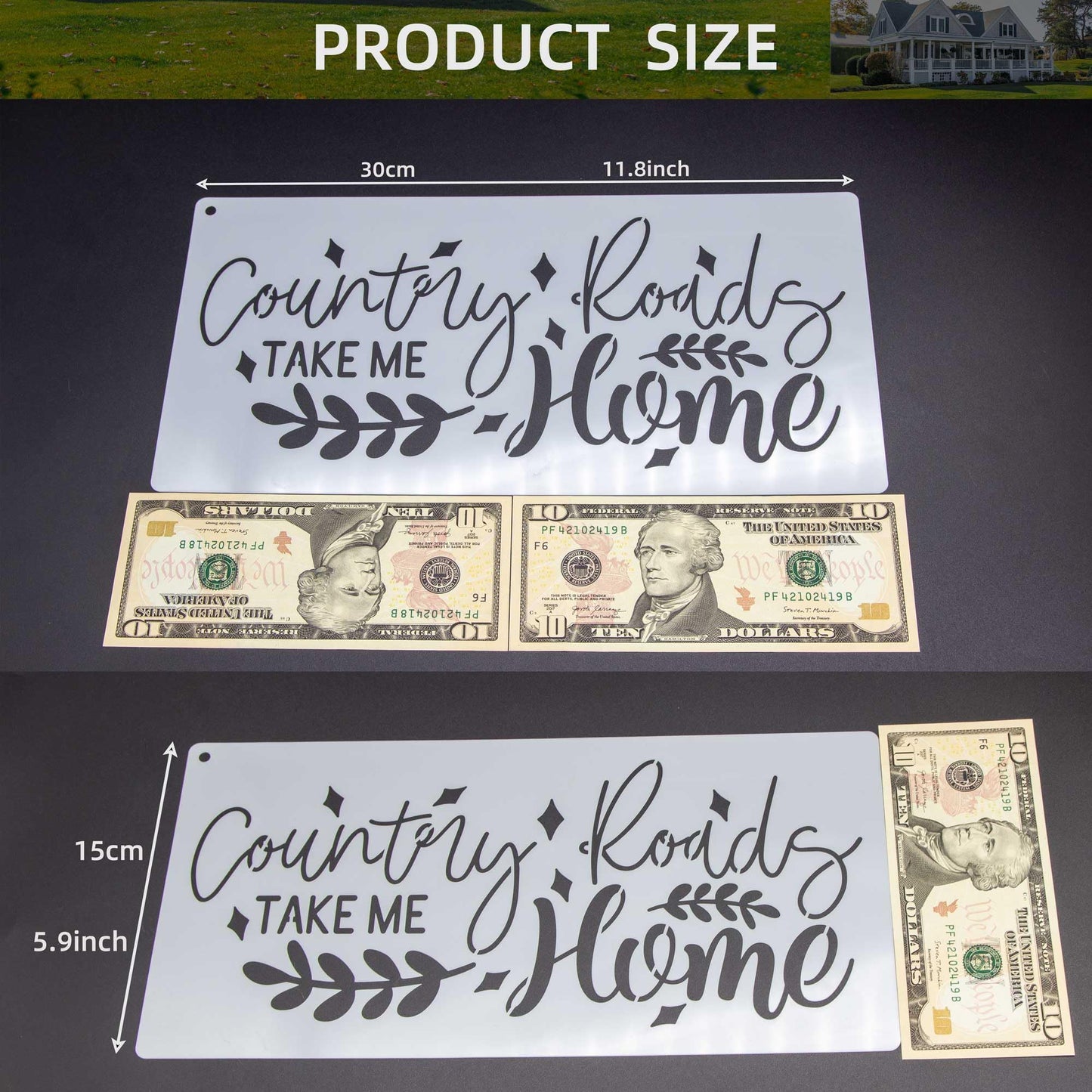 15PCS Reusable Farmhouse Word Stencils for Painting on Wood, Canvas, Fabric - Inspirational Art Craft Kit for Family, Furniture, Walls, and More - Create Welcome Signs, Shirts, and Cards