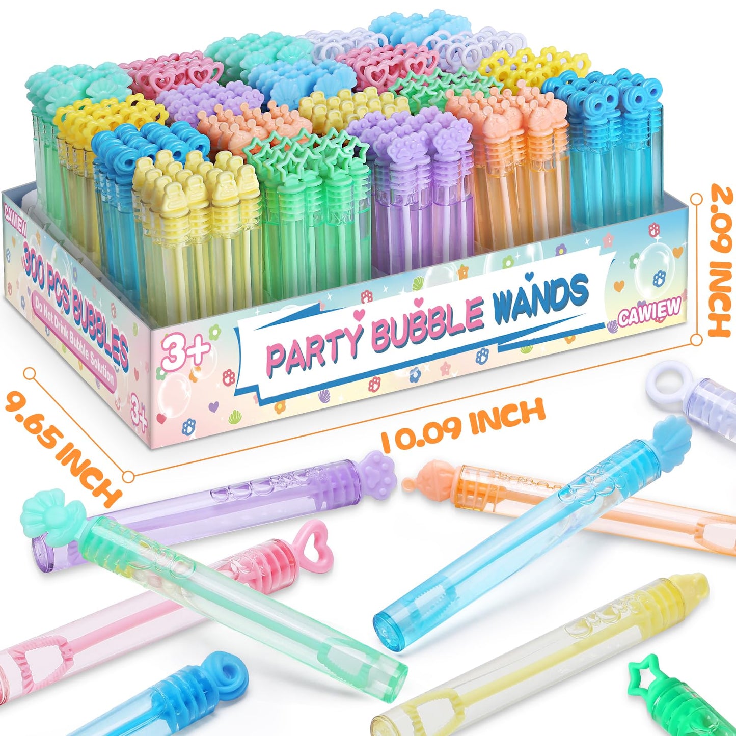 Kids Bubble Party Favors, 300 Pack Mini Bubbles Bulk with Gift Box, Pastel Bubble Wand Sticks for Party Toys, Birthday Supplies, Wedding Decorations, Carnival Prizes, Goody Bag Fillers Stuffers