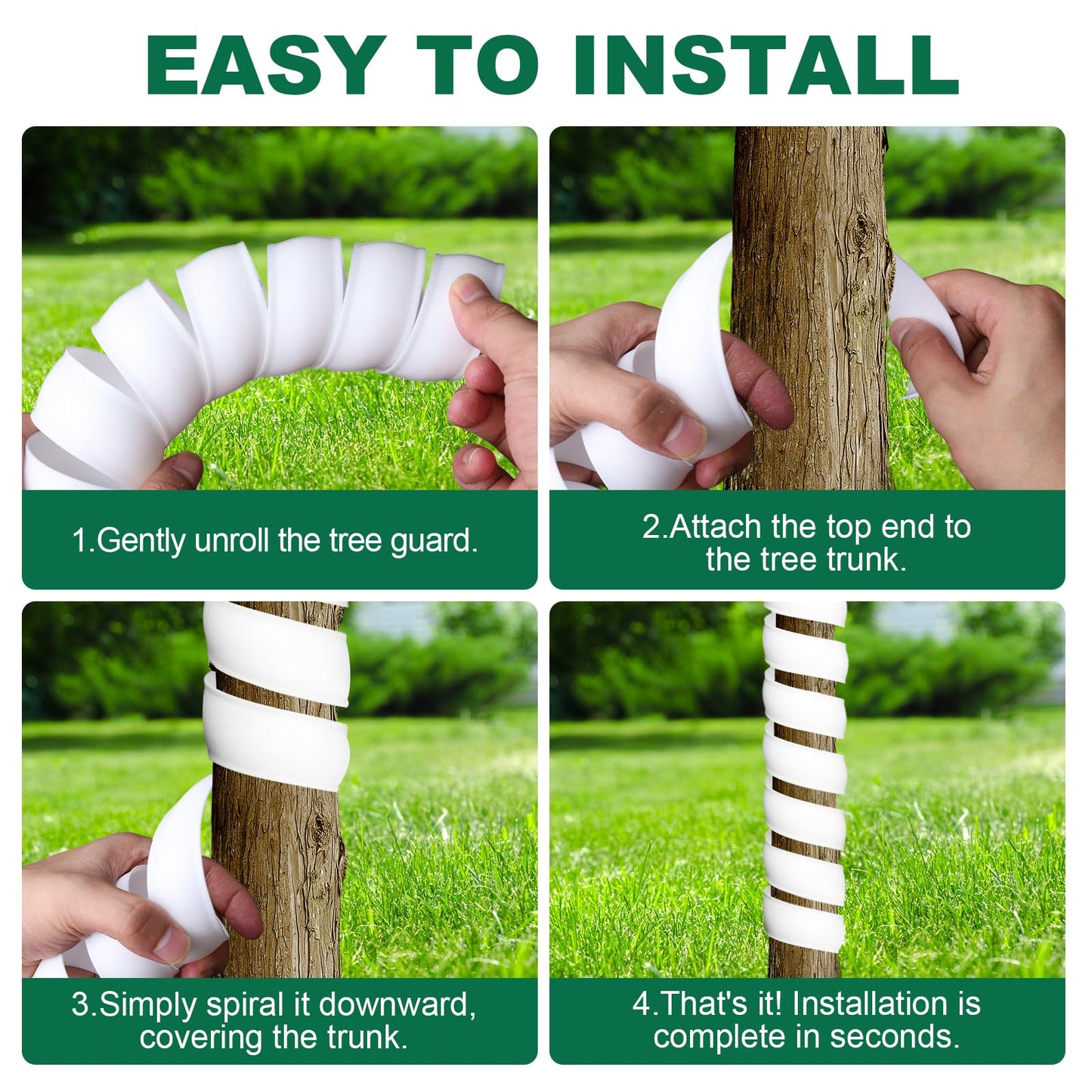 SDLDEER 4PCS Tree Trunk Protector Guard, 2 Size Plastic Spiral Tree Bark Protector Tree Wraps to Protect Bark, Tree Tubes Protect Saplings Plants from Deer, Rabbit, Cats, Rodents, Mowers, Trimmers