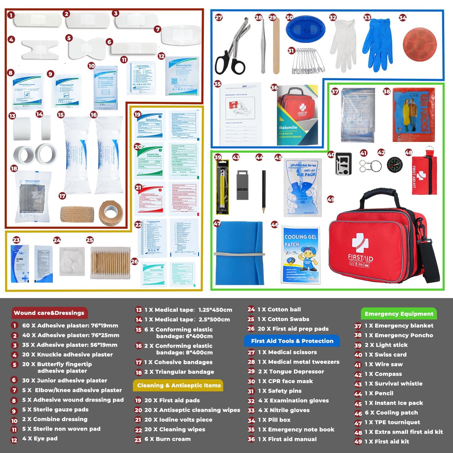 All-in-One Premium 505 Piece Emergency First Aid Kit, Large Medical Kit for Home, Car, Camping, Travel, Hiking, Sports & Outdoor