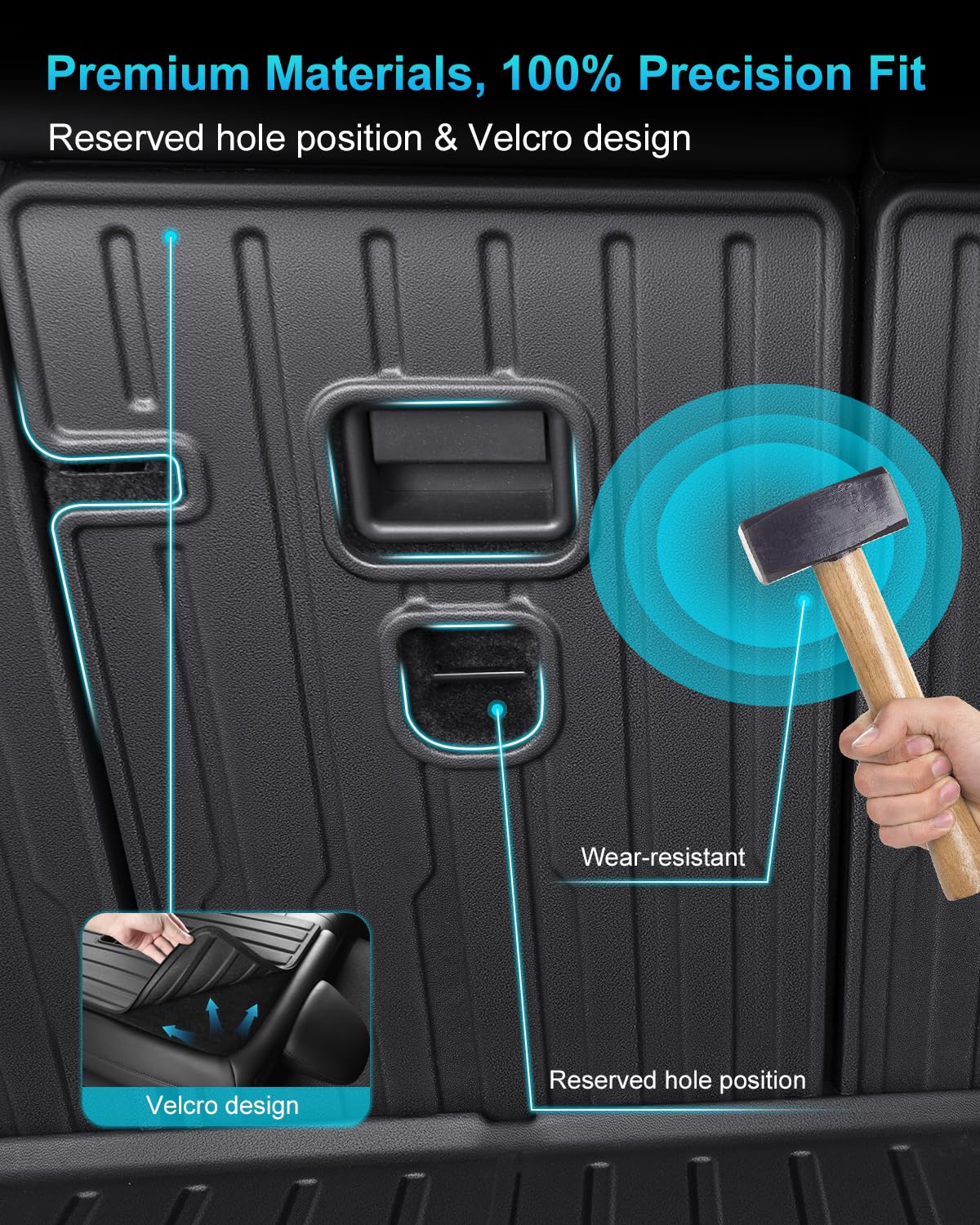 Wekar Cargo Mat Compatible with Tesla Model Y Juniper 2025-2026 5 Seat, Heavy-Duty TPE Trunk Liner Rear Seat Back Protector Model Y Accessories Custom Fit Trunk Mat- 6PCS