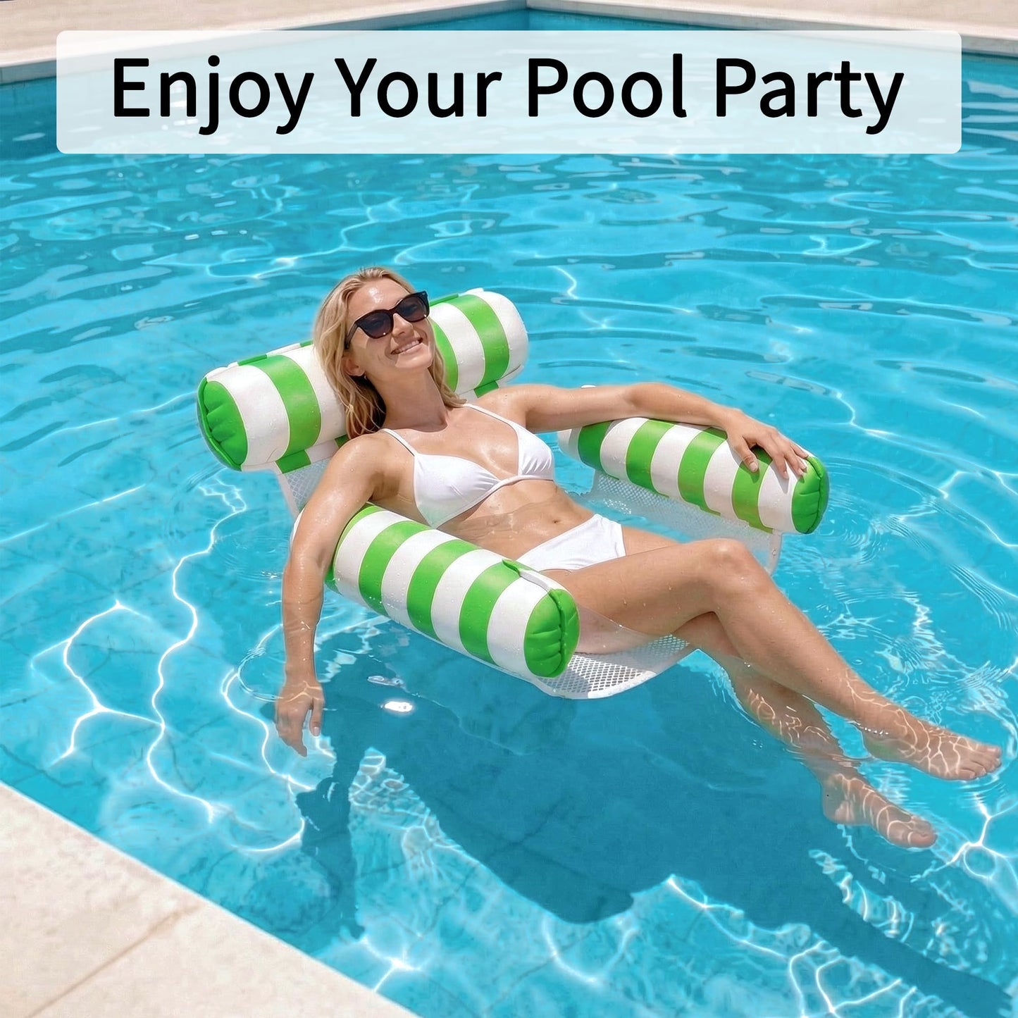 2 Pack Pool Floats for Adults, 4-in-1 Inflatable Pool Hammock Float with Cooling Mesh Seat, Portable Water Hammock Floating Chair Lounge for Pool, Beach, Lake, Hot Tub & Summer Pool